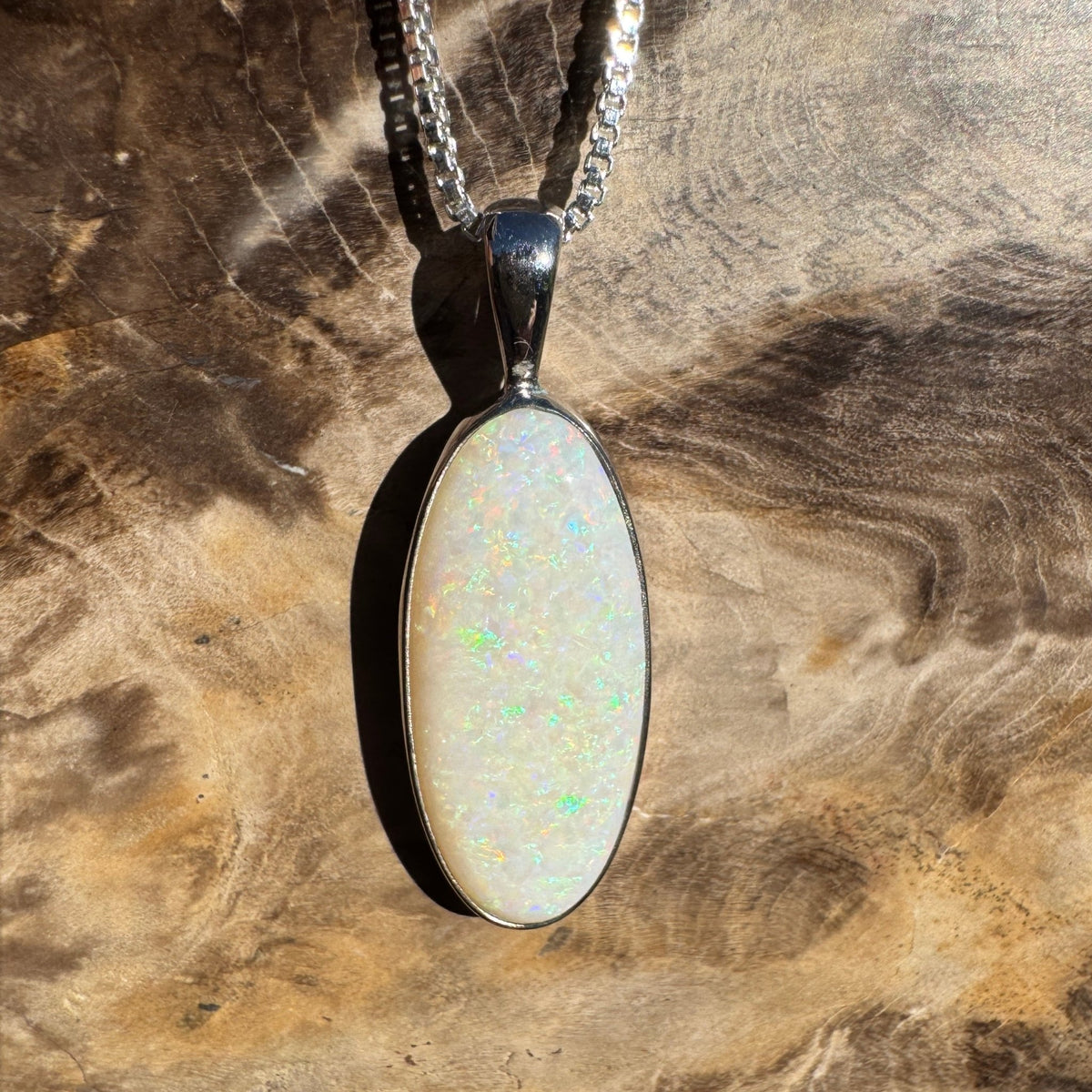 5.6ct Coober Pedy Opal Pendant Necklace ~ 'Lake Ballard Ember' | 925 Sterling Silver | Solid Australian Opal