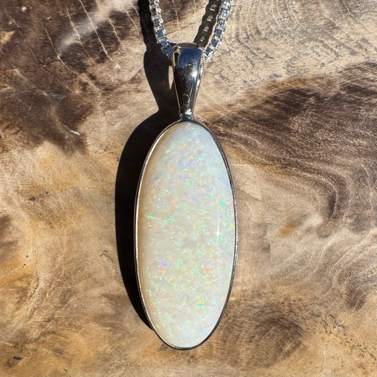 5.6ct Coober Pedy Opal Pendant Necklace ~ 'Lake Ballard Ember' | 925 Sterling Silver | Solid Australian Opal