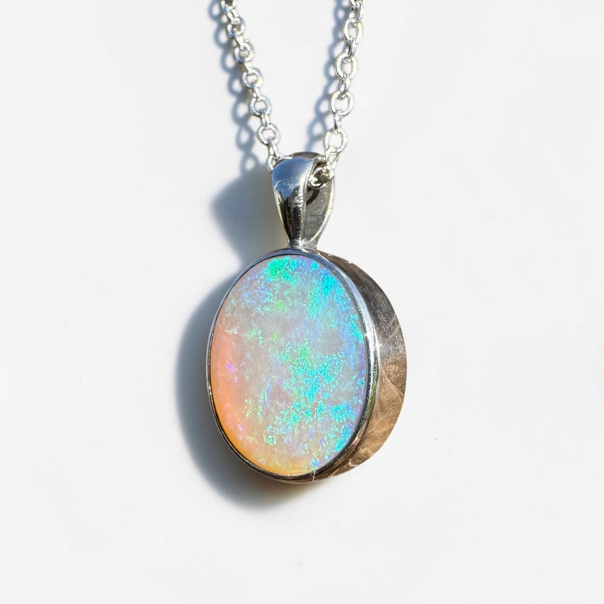 5.6ct Coober Pedy Opal Pendant Necklace ~ 'Pinnaroo Blue' | 925 Sterling Silver | Solid Australian Opal