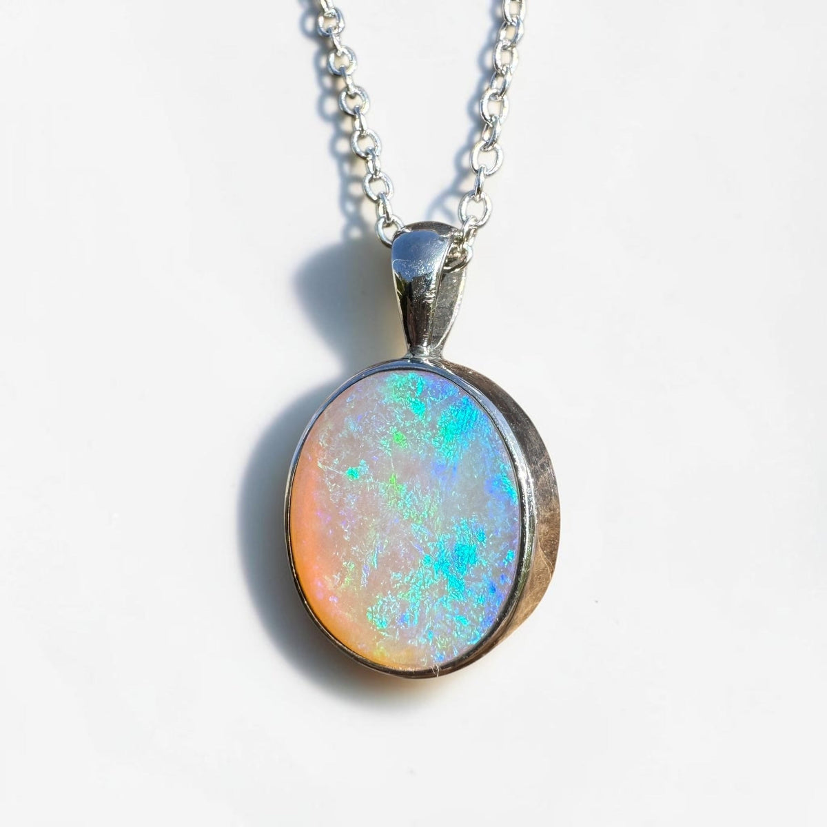 5.6ct Coober Pedy Opal Pendant Necklace ~ 'Pinnaroo Blue' | 925 Sterling Silver | Solid Australian Opal