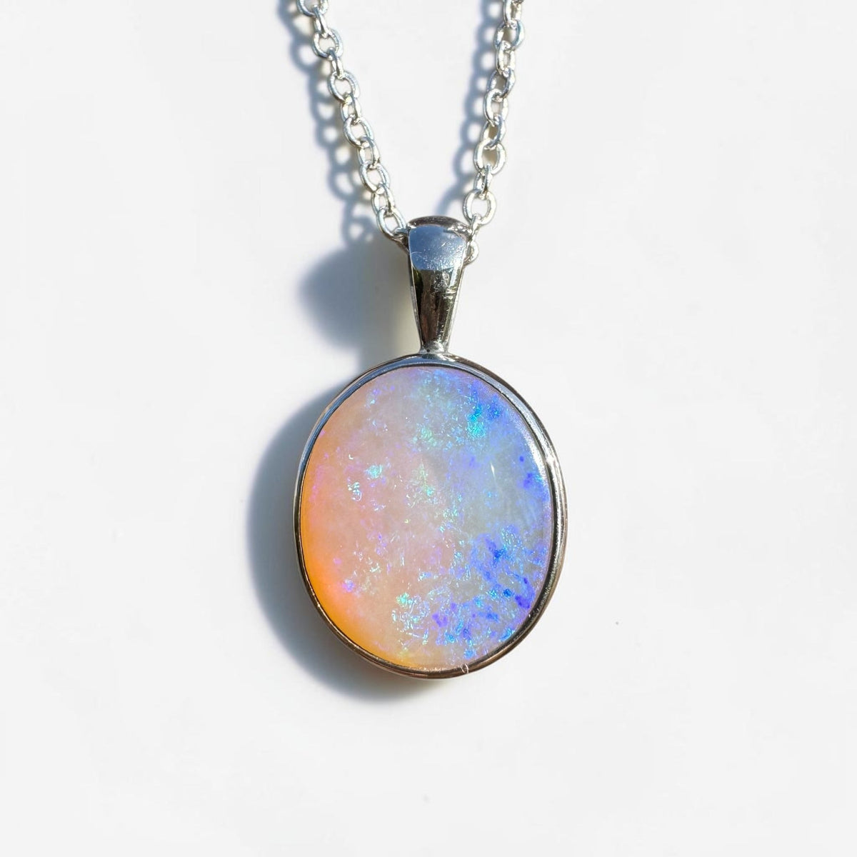 5.6ct Coober Pedy Opal Pendant Necklace ~ 'Pinnaroo Blue' | 925 Sterling Silver | Solid Australian Opal