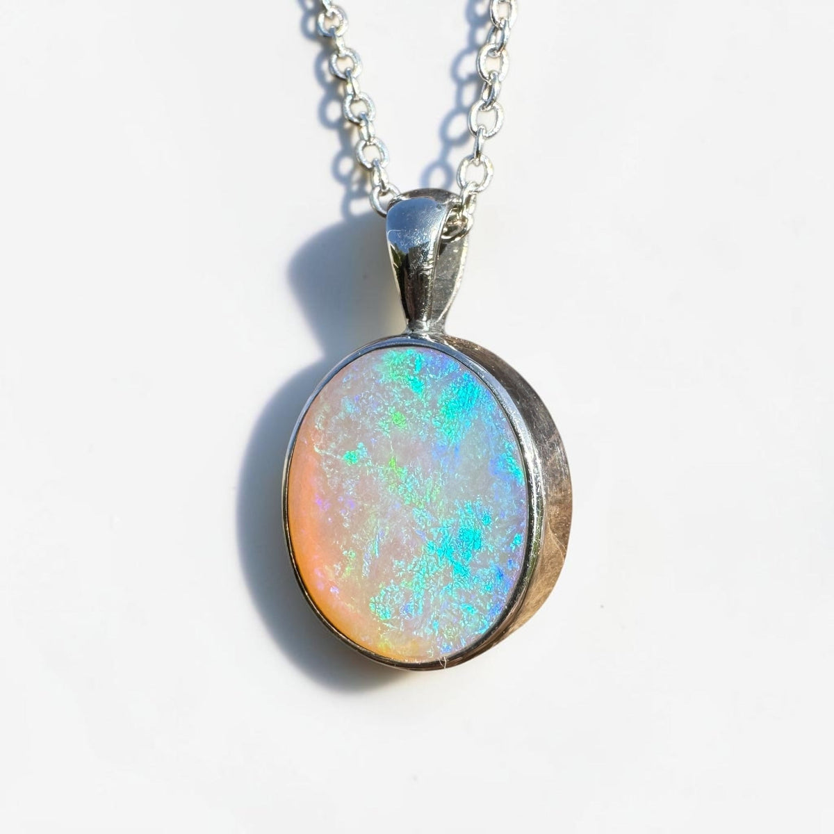 5.6ct Coober Pedy Opal Pendant Necklace ~ 'Pinnaroo Blue' | 925 Sterling Silver | Solid Australian Opal