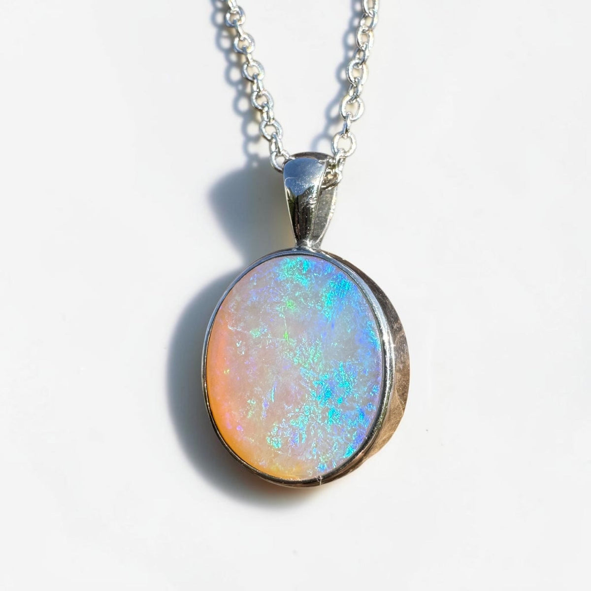 5.6ct Coober Pedy Opal Pendant Necklace ~ 'Pinnaroo Blue' | 925 Sterling Silver | Solid Australian Opal