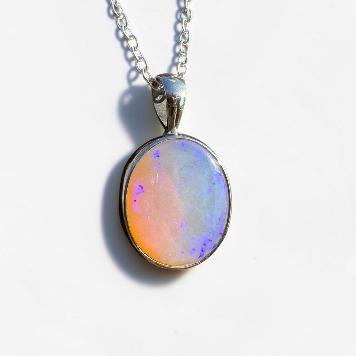 5.6ct Coober Pedy Opal Pendant Necklace ~ 'Pinnaroo Blue' | 925 Sterling Silver | Solid Australian Opal