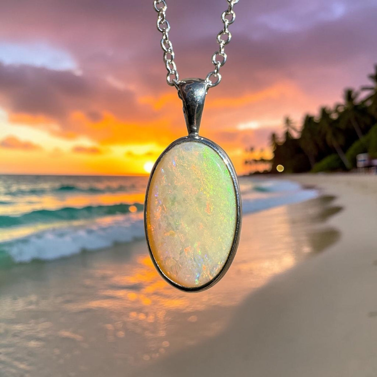 5.7ct Lightning Ridge Opal Pendant Necklace ~ 'Porongurup Ember' | 925 Sterling Silver | Solid Australian Opal