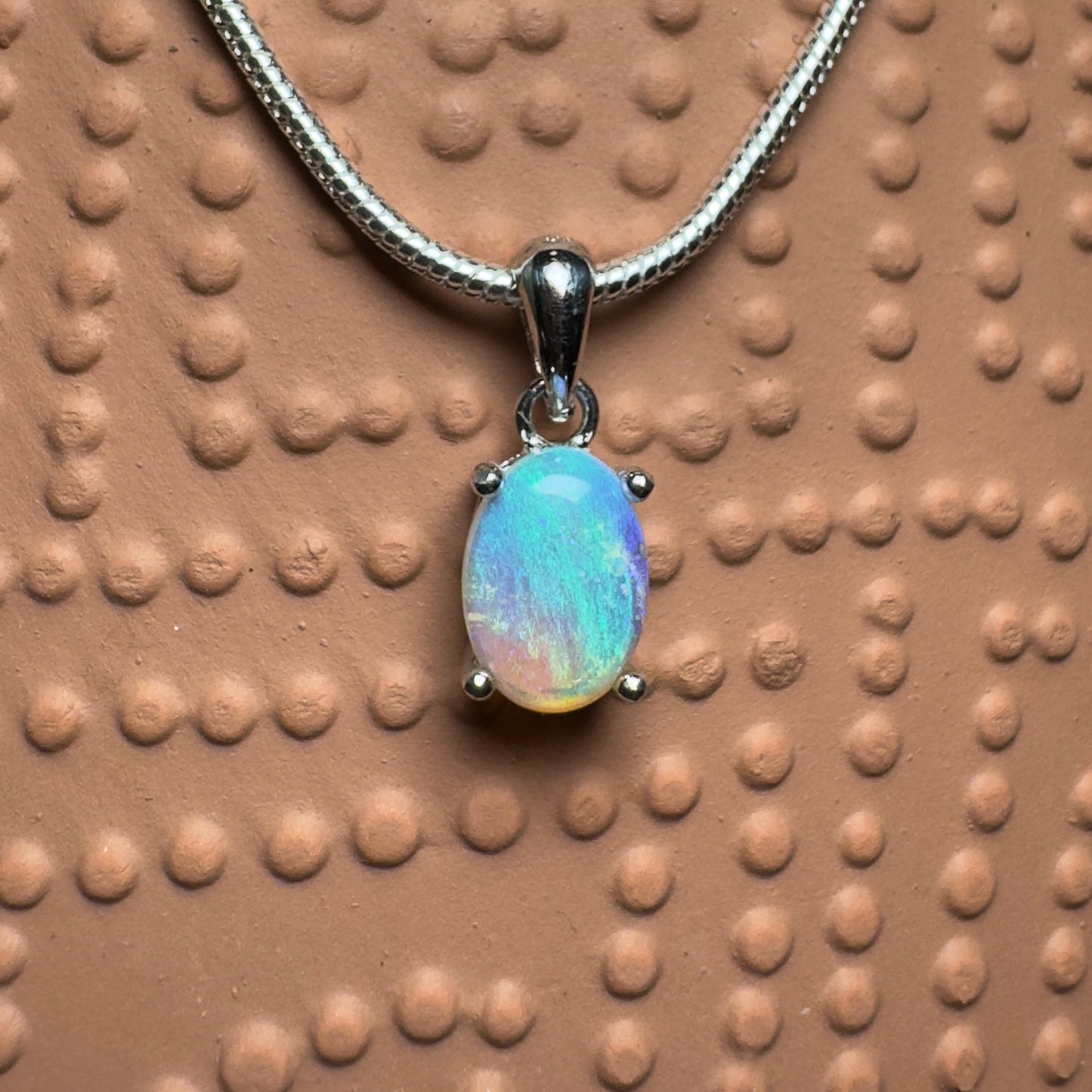 'Blue Ocean' ~ Handcrafted 0.8ct Solid Lightning Ridge Opal Sterling Silver Pendant Necklace