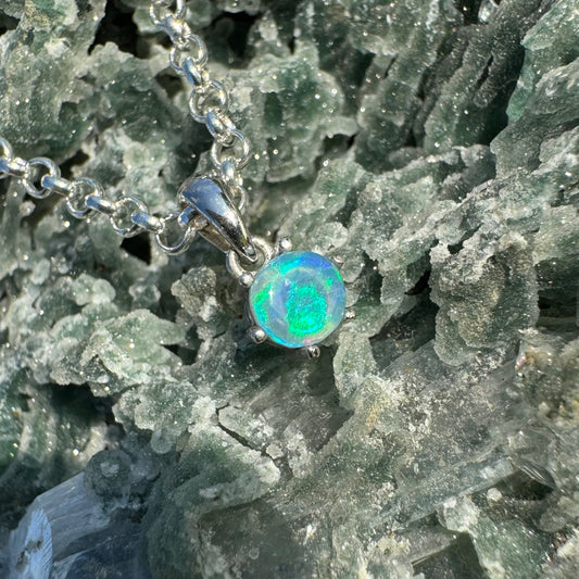 'Tide and Time' ~ Handcrafted 0.8ct Solid Lightning Ridge Opal Sterling Silver Pendant Necklace - Iona Opal Australia