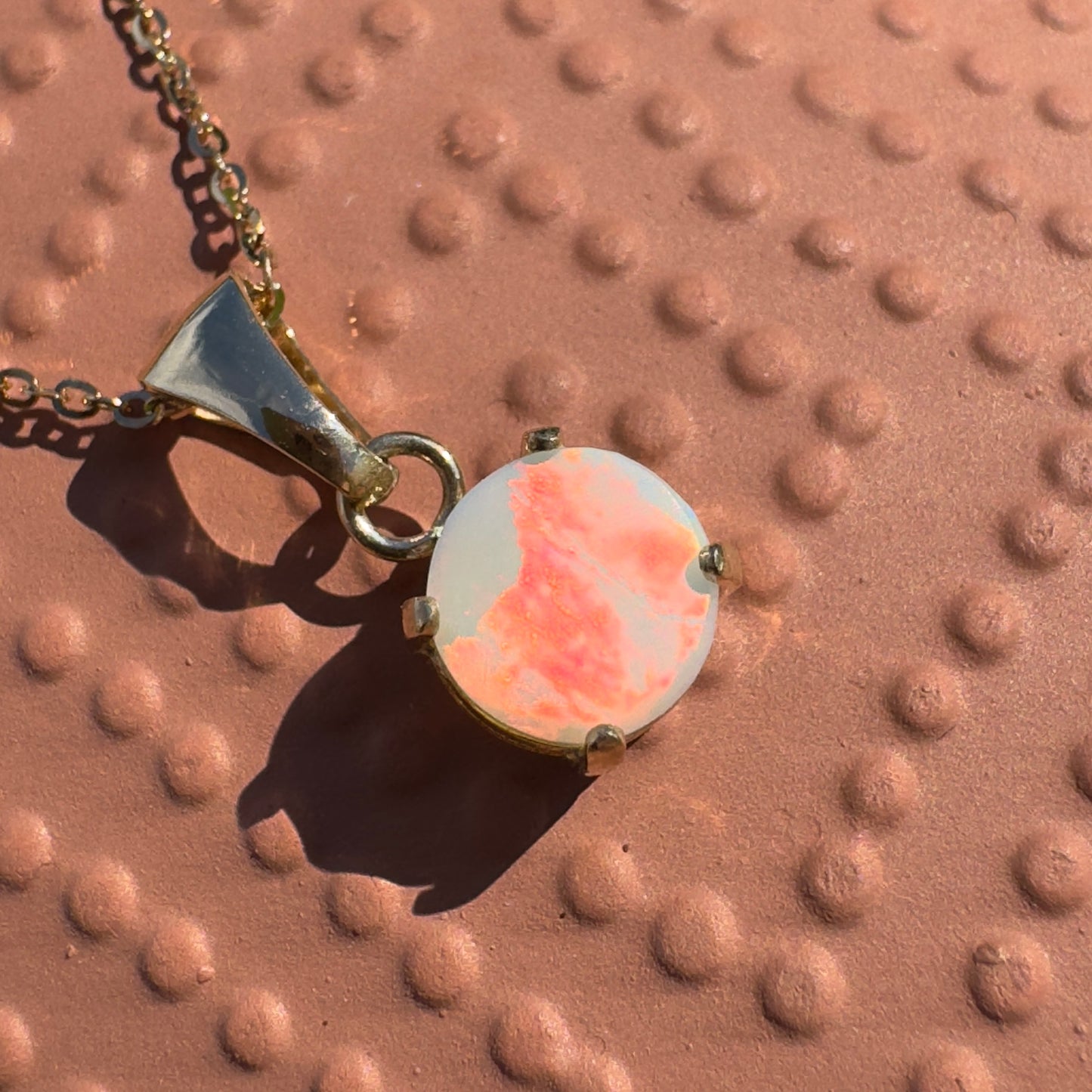 'Red Sky at Night' ~ Handcrafted 9ct Solid Gold 1ct Lightning Ridge Opal Pendant