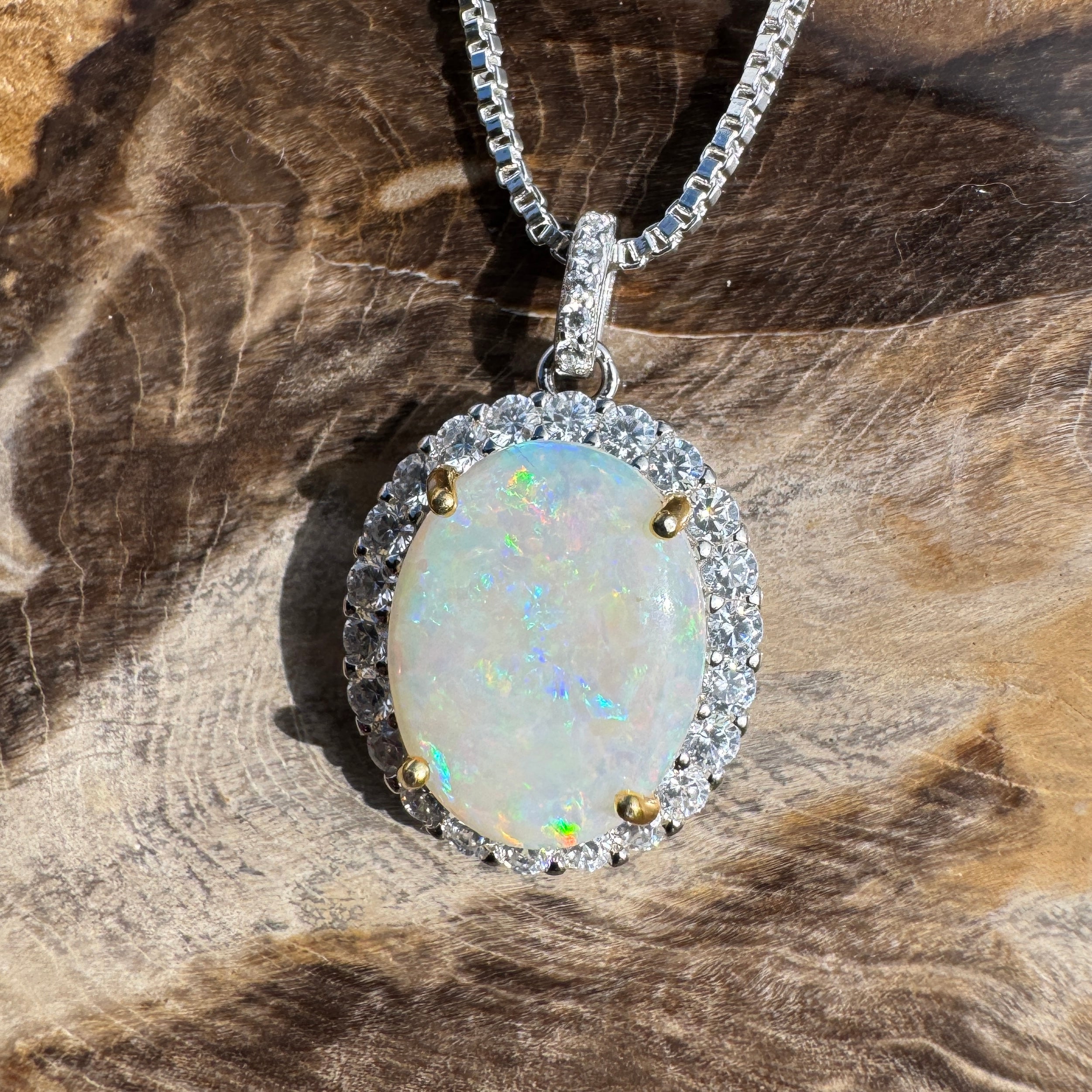 2.8ct Coober Pedy Opal Pendant Necklace ~ 'Wollumbin Caldera' | 925 Sterling Silver | Solid Australian Opal