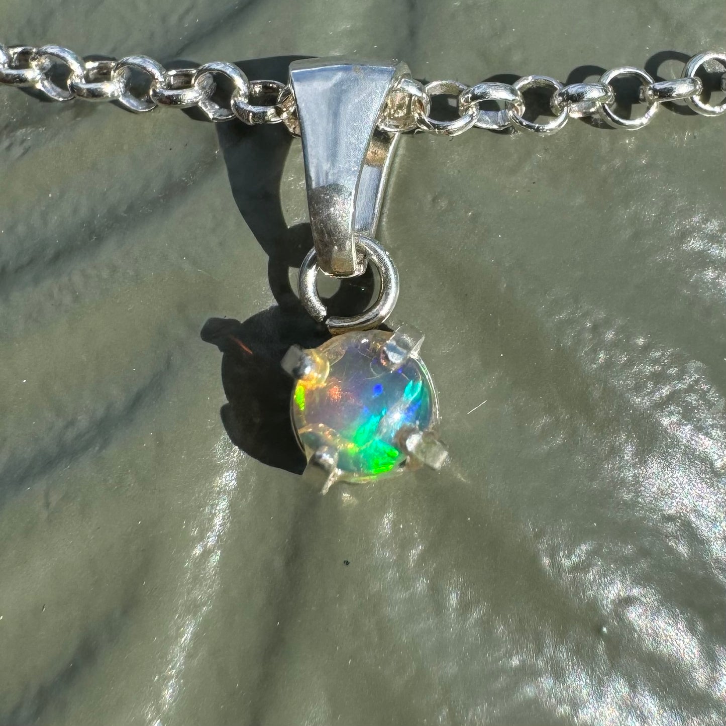 'Barrier Reef Bliss' ~ Handcrafted 0.2ct Solid Lightning Ridge Opal Sterling Silver Pendant