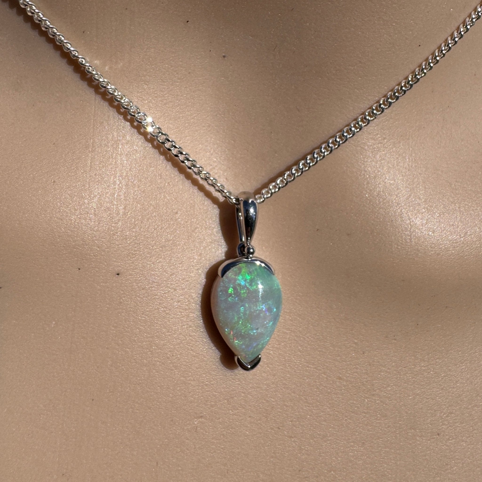 5ct Coober Pedy Crystal Opal Pendant Necklace ~ 'Shark Bay Whisper' | 925 Sterling Silver | Solid Australian Opal