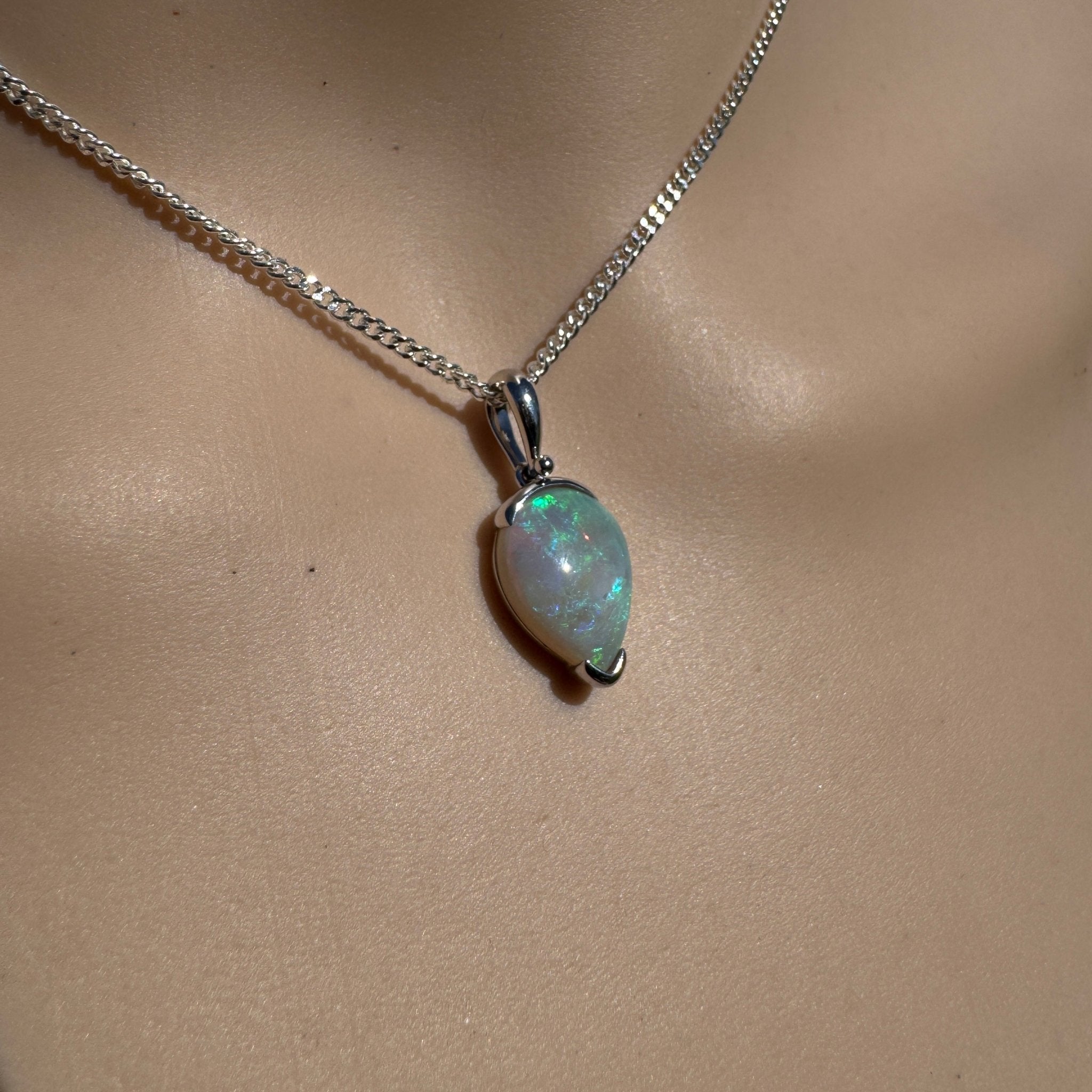 5ct Coober Pedy Crystal Opal Pendant Necklace ~ 'Shark Bay Whisper' | 925 Sterling Silver | Solid Australian Opal