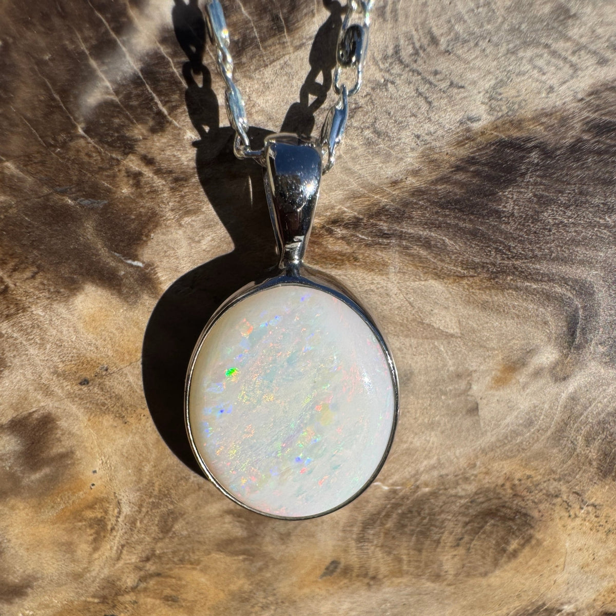 5ct Coober Pedy Opal Pendant Necklace ~ 'Liffey Falls Beacon' | 925 Sterling Silver | Solid Australian Opal