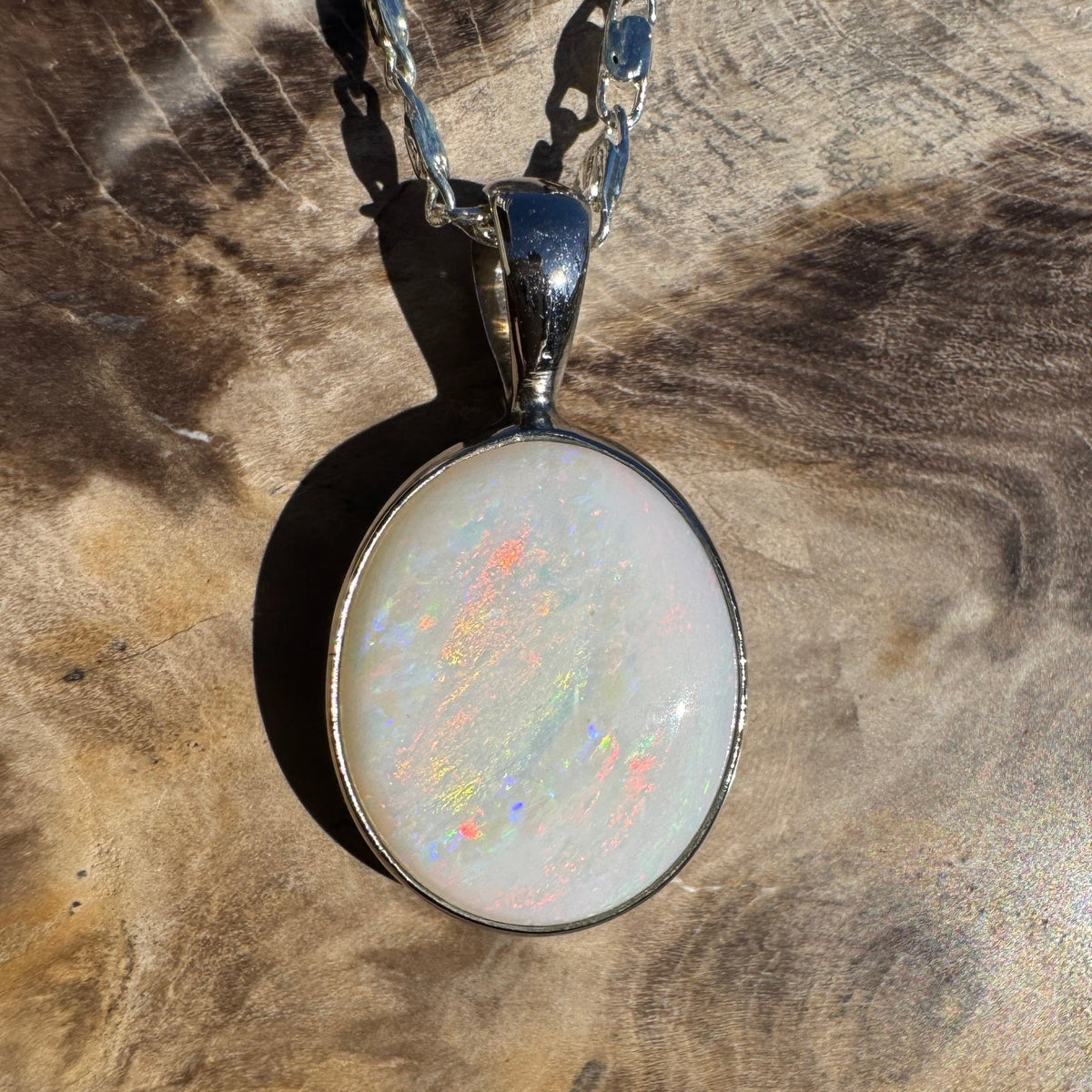 5ct Coober Pedy Opal Pendant Necklace ~ 'Liffey Falls Beacon' | 925 Sterling Silver | Solid Australian Opal