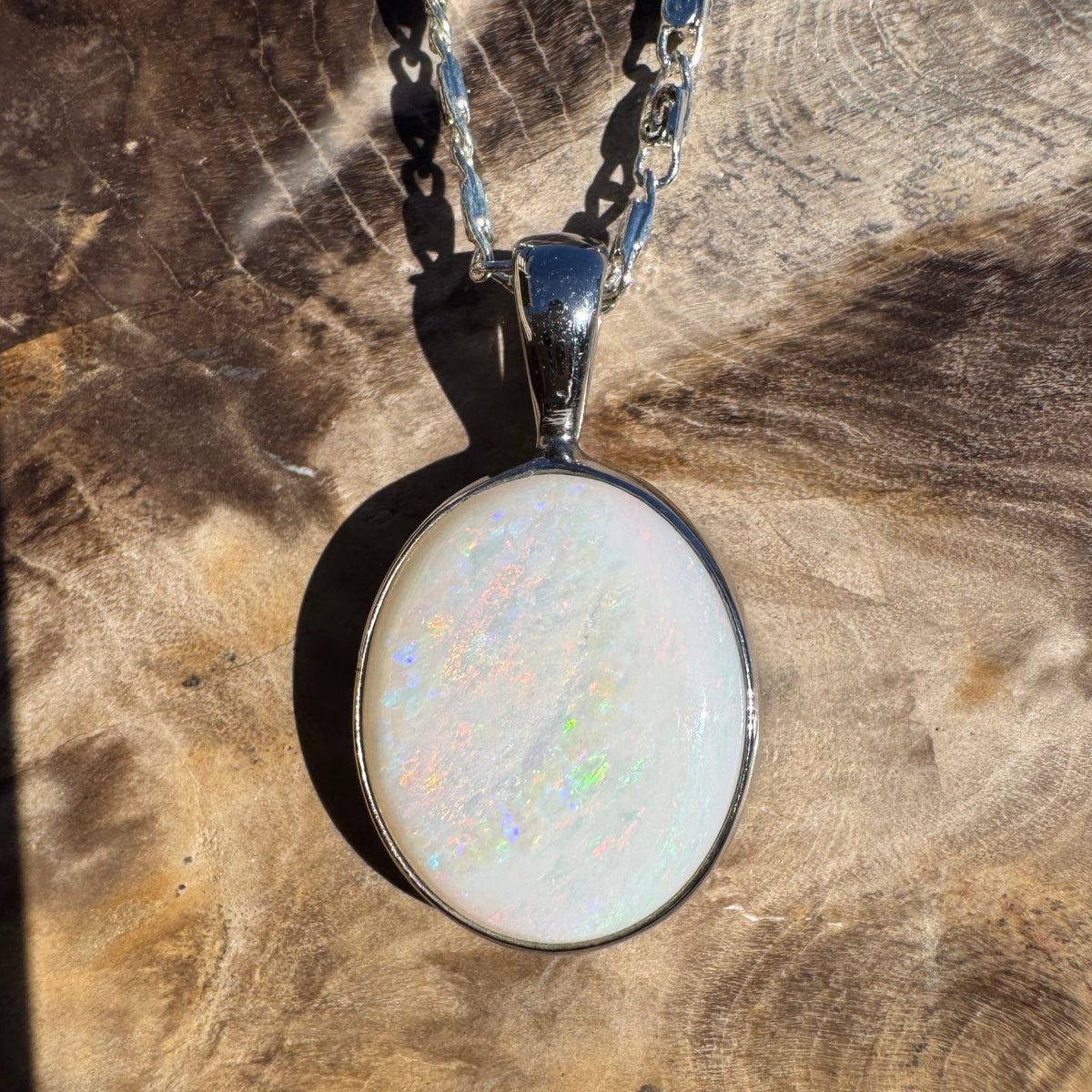 5ct Coober Pedy Opal Pendant Necklace ~ 'Liffey Falls Beacon' | 925 Sterling Silver | Solid Australian Opal