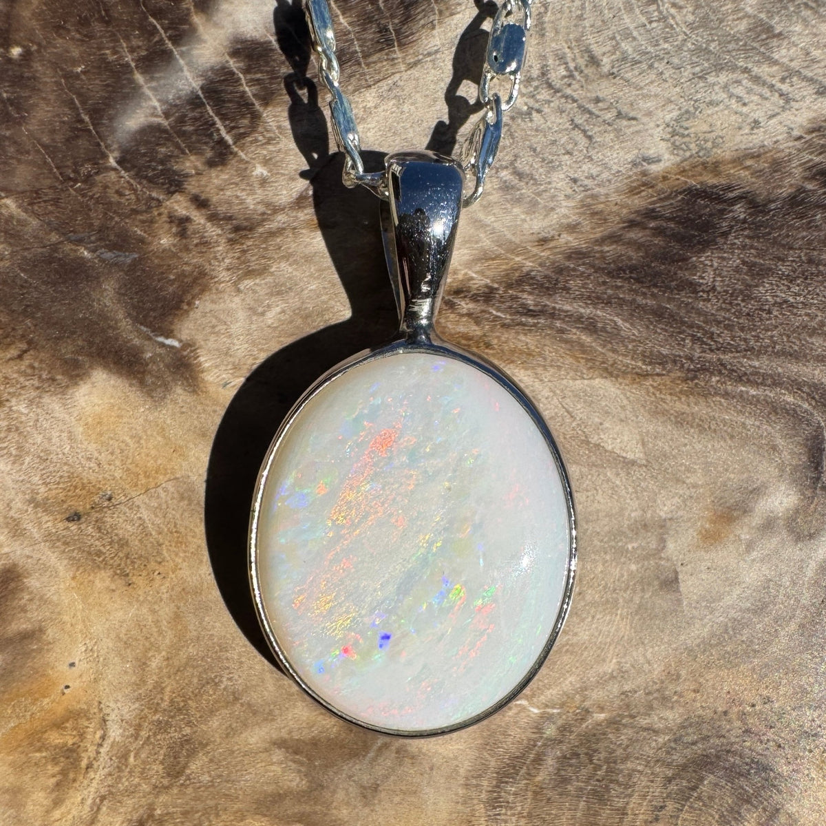 5ct Coober Pedy Opal Pendant Necklace ~ 'Liffey Falls Beacon' | 925 Sterling Silver | Solid Australian Opal