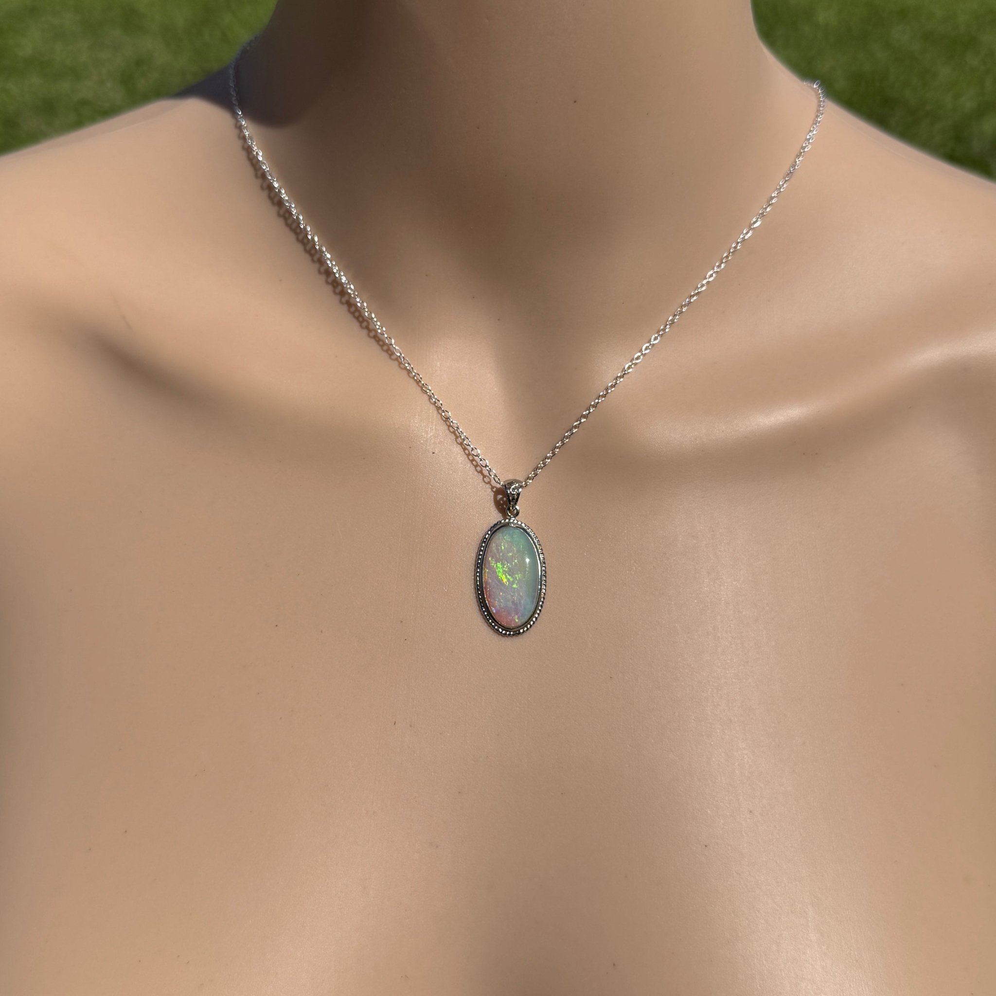 6.3ct Coober Pedy Crystal Opal Pendant Necklace ~ 'Ningaloo Lagoon' | 925 Sterling Silver | Solid Australian Opal