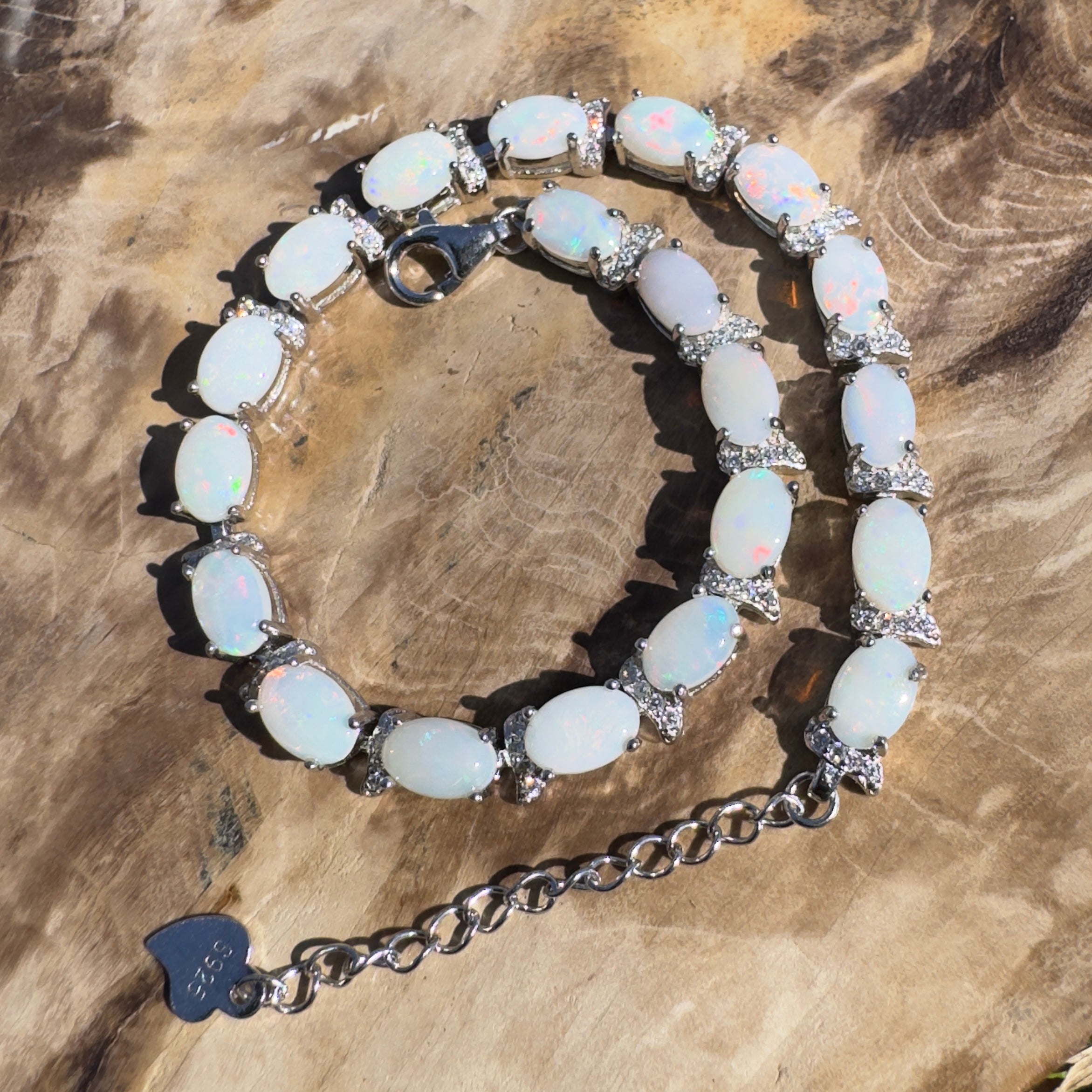 6ct Coober Pedy Opal Bracelet ~ 'Cloudy Bay Colours' | 925 Sterling Silver | Solid Australian Opal