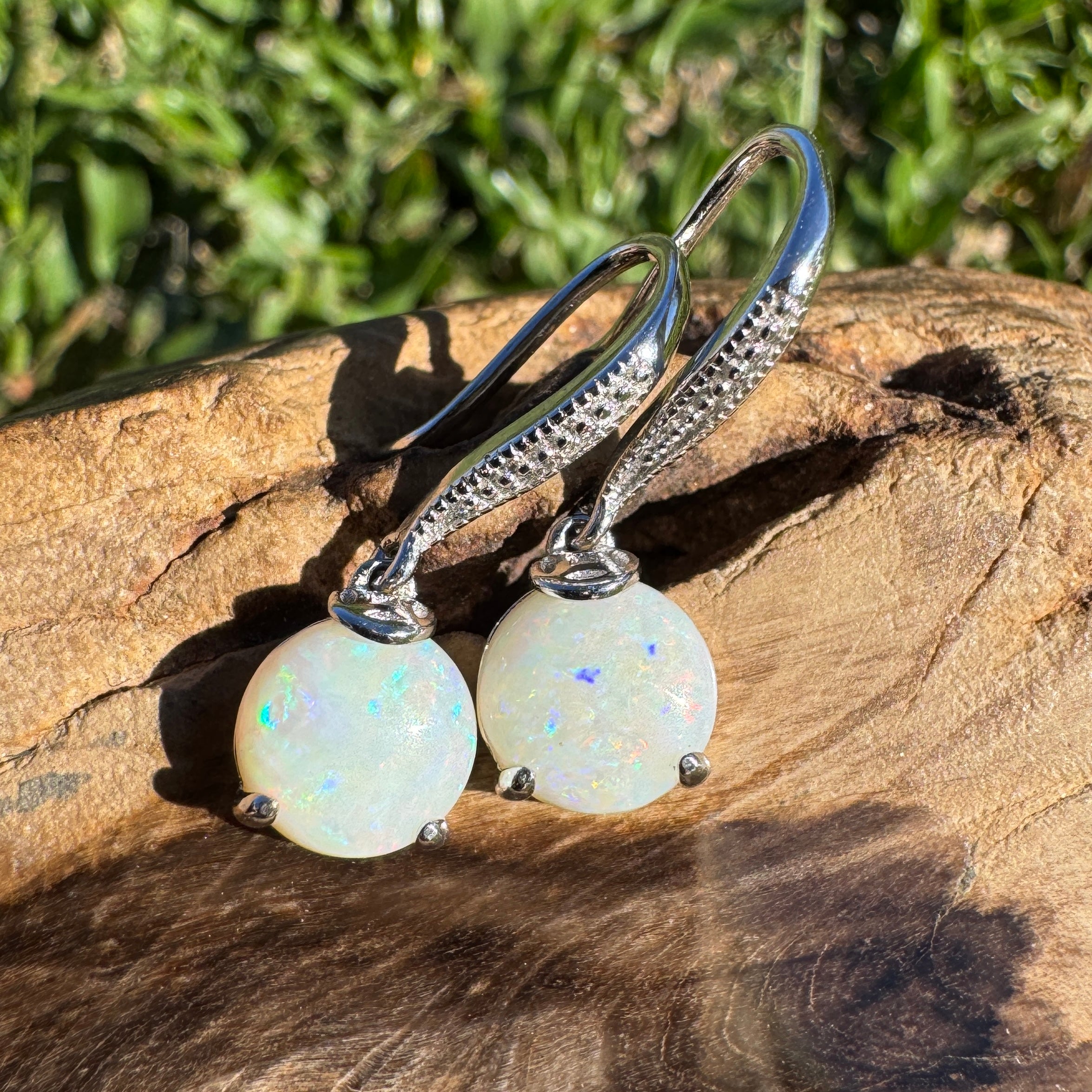 2.6ct Coober Pedy Opal Earrings ~ 'Coffs Twin Drops' | 925 Sterling Silver | Solid Australian Opal
