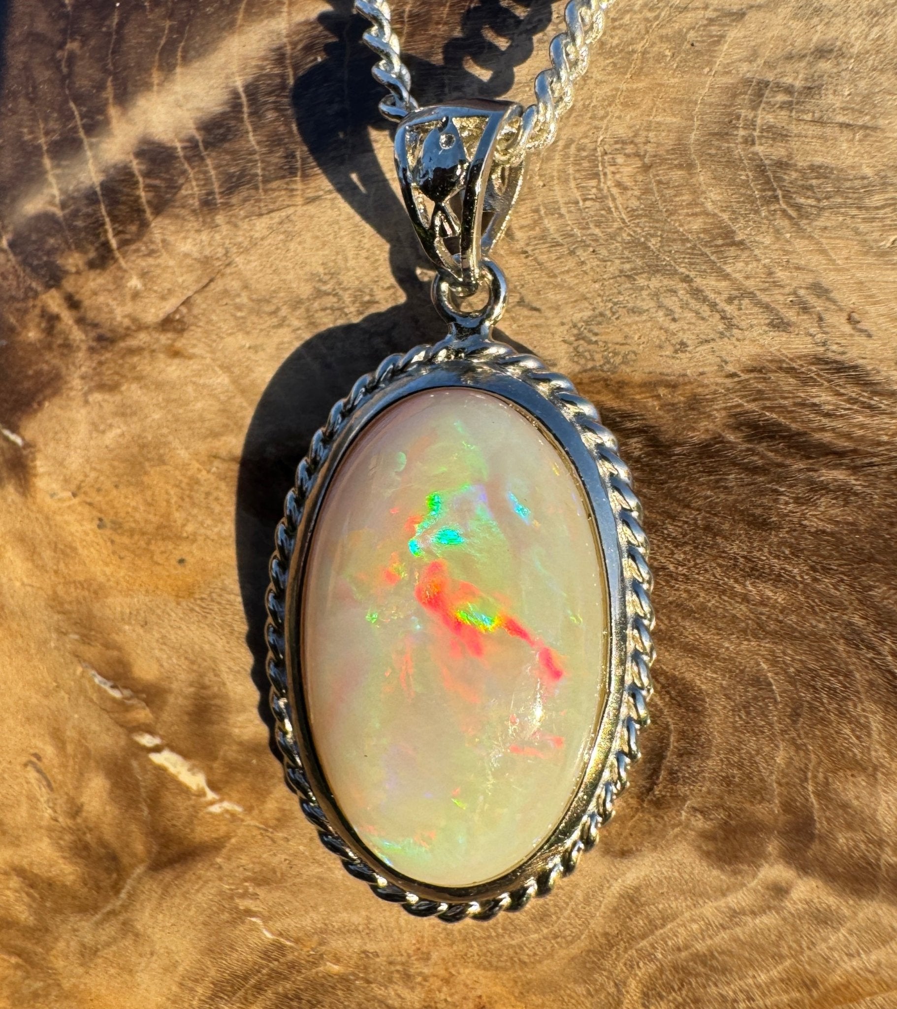 6.4ct Coober Pedy Opal Pendant Necklace ~ 'Oodnadatta Mirage' | 925 Sterling Silver | Solid Australian Opal