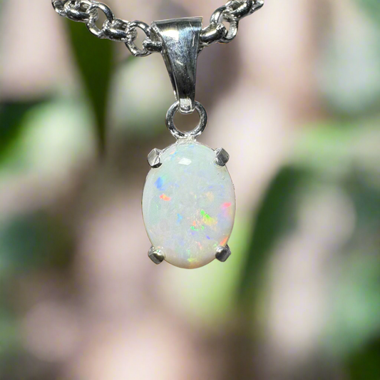 'Three Sisters Shine' ~ Handcrafted 0.9ct Solid Coober Pedy Opal Sterling Silver Pendant Necklace