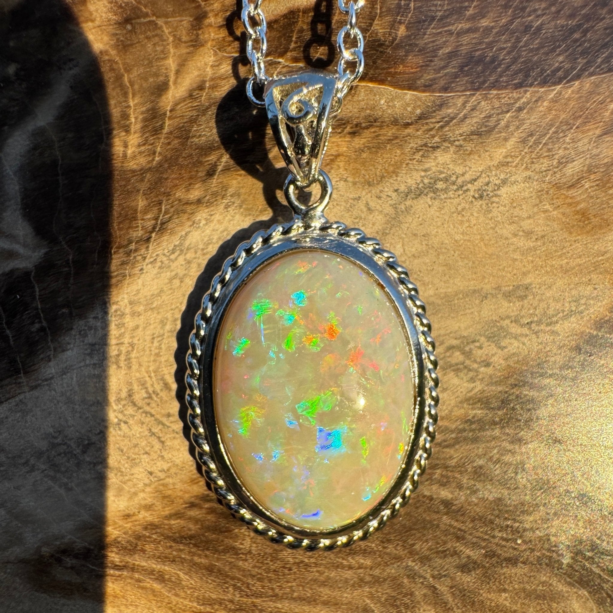 6.5ct Coober Pedy Opal Pendant Necklace ~ 'Painted Desert Dusk' | 925 Sterling Silver | Solid Australian Opal