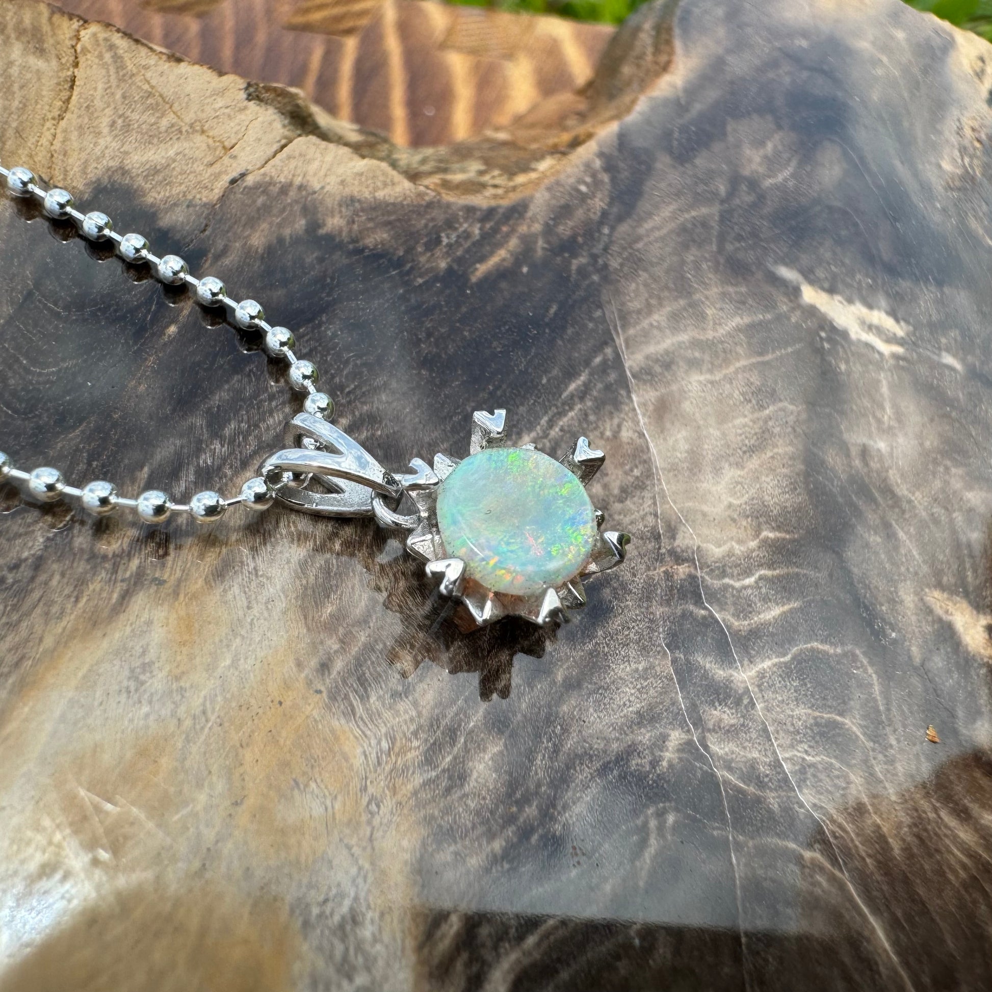 'Rainbow Ridge' ~ Handcrafted 0.8ct Solid Lightning Ridge Opal Sterling Silver Pendant Necklace - Iona Opal Australia