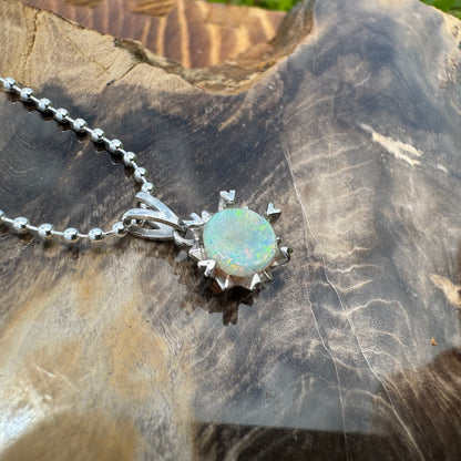 'Rainbow Ridge' ~ Handcrafted 0.8ct Solid Lightning Ridge Opal Sterling Silver Pendant Necklace - Iona Opal Australia