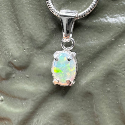 'Reef Radiance' ~ Handcrafted 0.6ct Solid Lightning Ridge Opal Sterling Silver Pendant