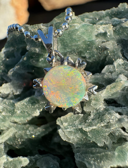 'Rainbow Ridge' ~ Handcrafted 0.8ct Solid Lightning Ridge Opal Sterling Silver Pendant Necklace - Iona Opal Australia