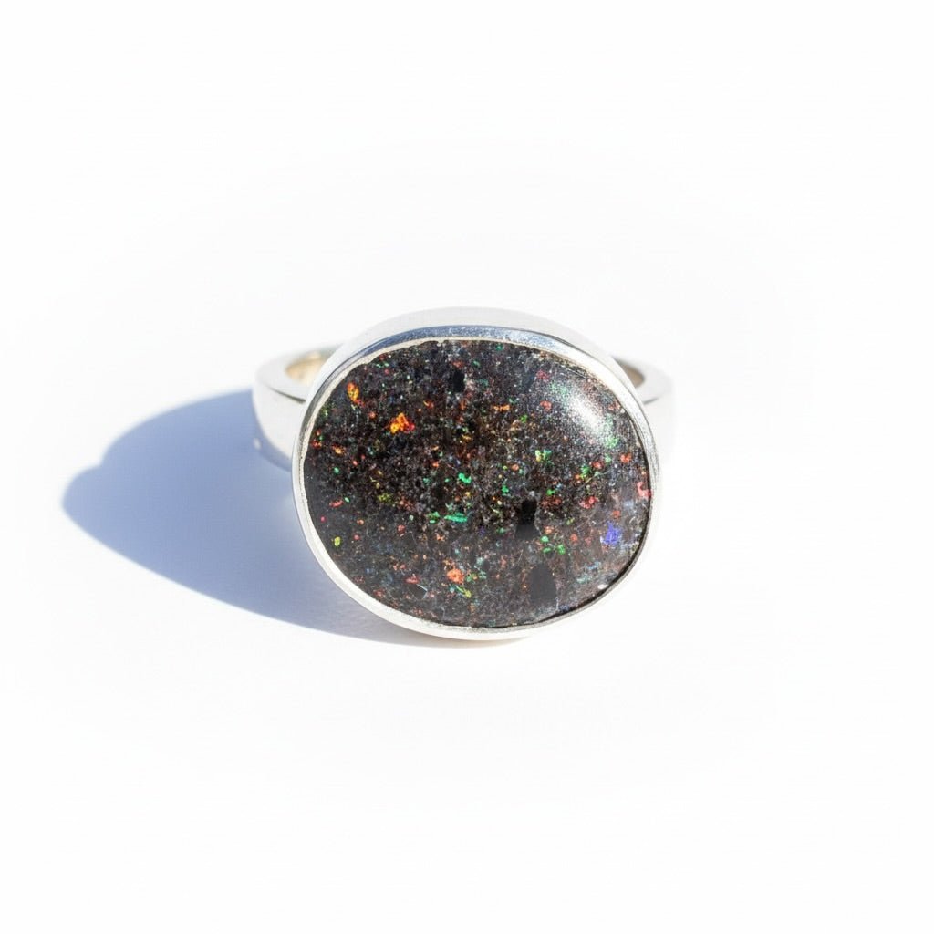 6.9ct Solid Andamooka Matrix Opal Ring 'Stardust Summer' | 925 Sterling Silver | Solid Australian Opal