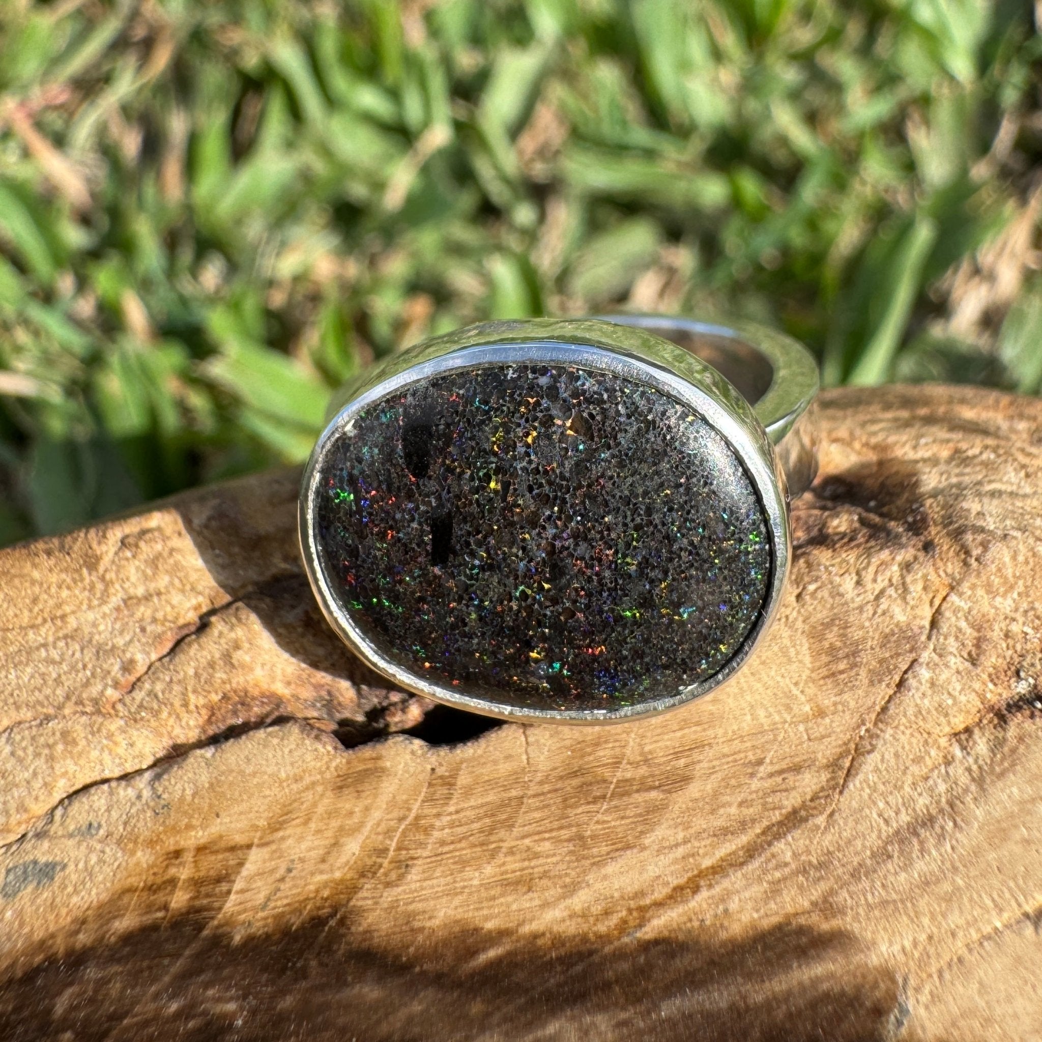 6.9ct Solid Andamooka Matrix Opal Ring 'Stardust Summer' | 925 Sterling Silver | Solid Australian Opal