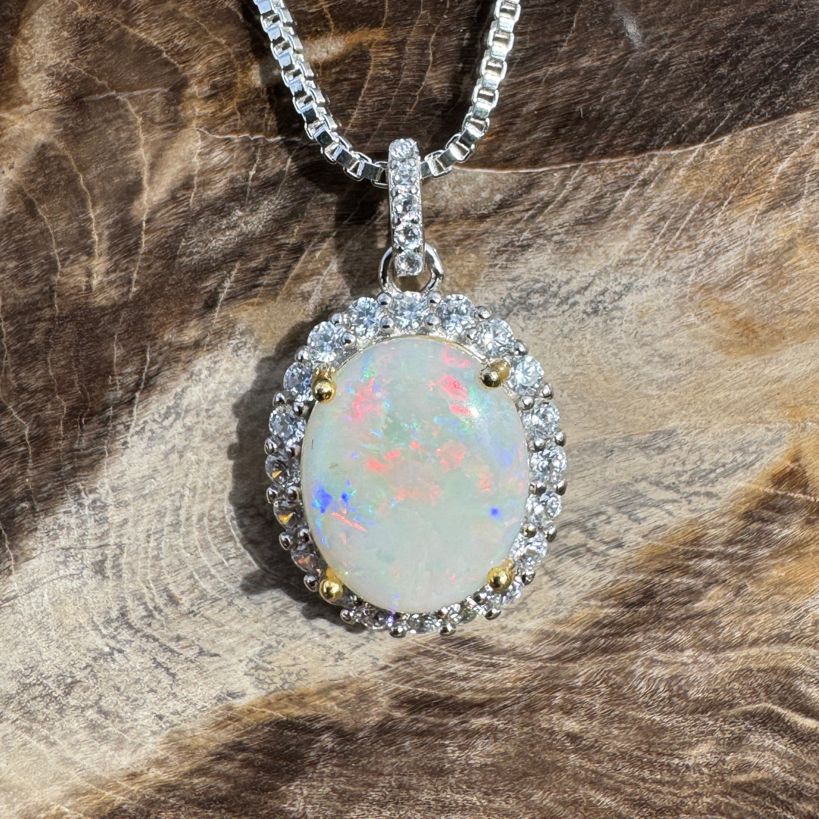 2.3ct Coober Pedy Opal Pendant Necklace ~ 'Natural Bridge' | 925 Sterling Silver | Solid Australian Opal