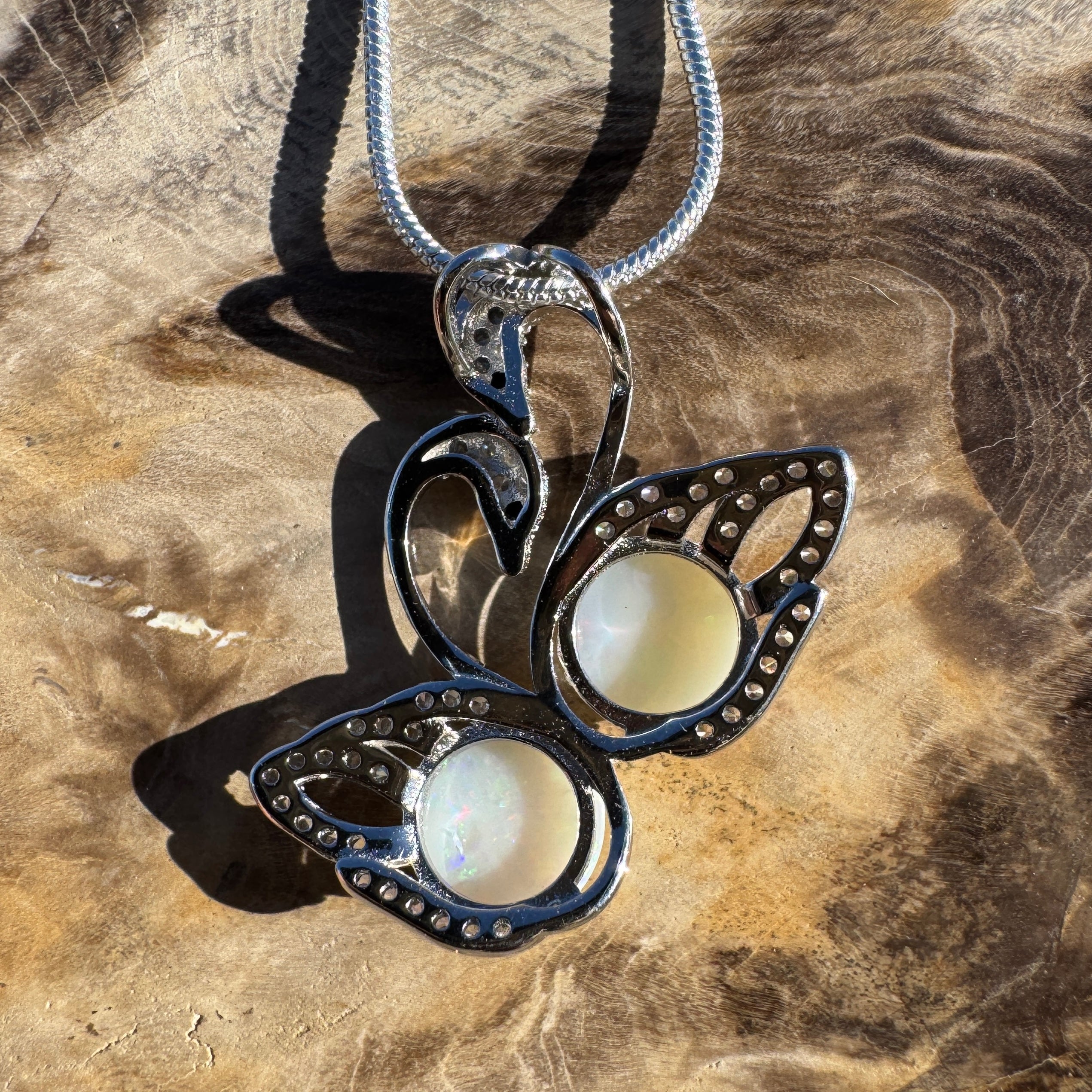 2.6ct Coober Pedy Opal Pendant Necklace ~ 'Thredbo Duo' | 925 Sterling Silver | Solid Australian Opal