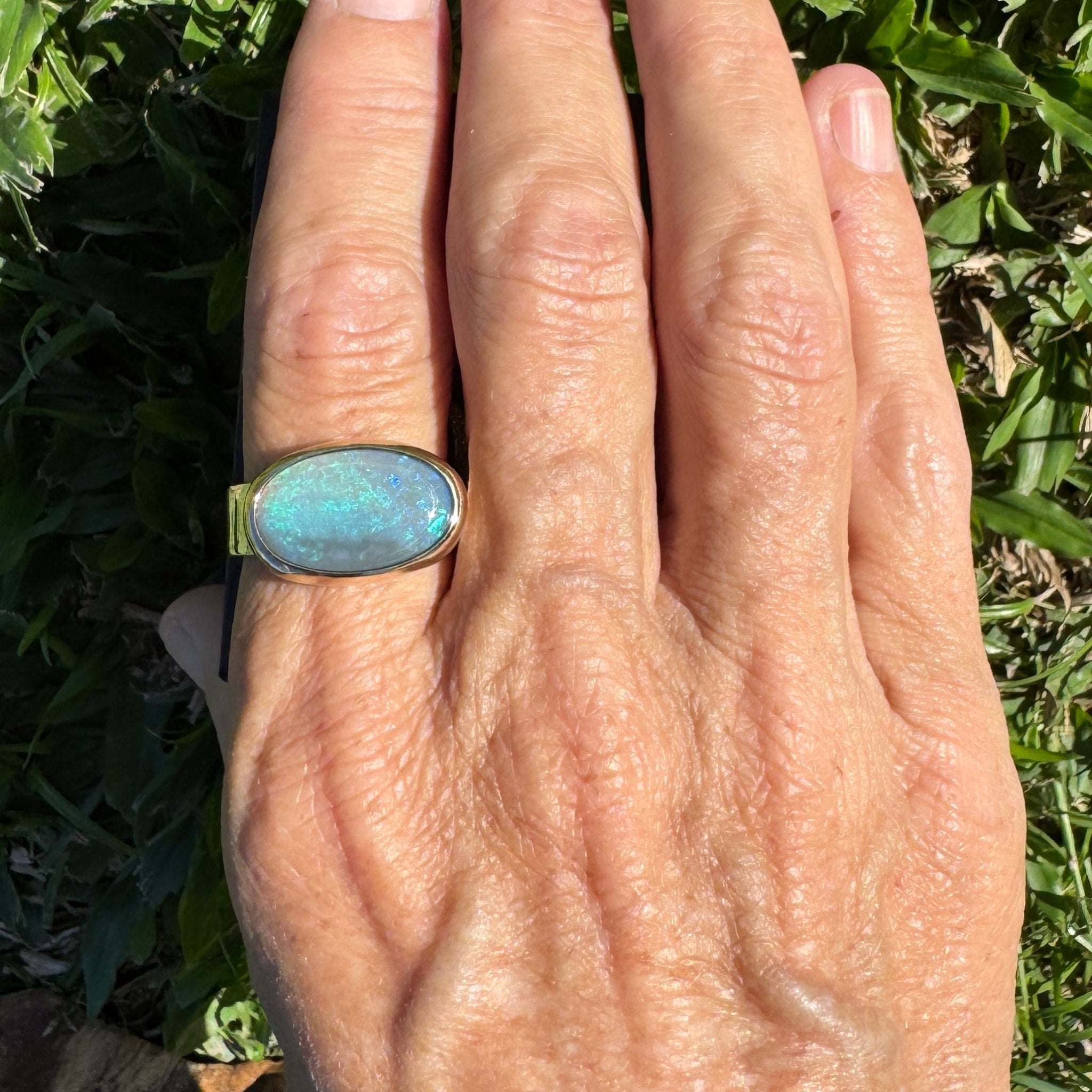 6ct Lightning Ridge Opal Ring ~ 'Bells Beach Blues' | Two-Tone 9ct Gold & 925 Sterling Silver | Solid Australian Opal