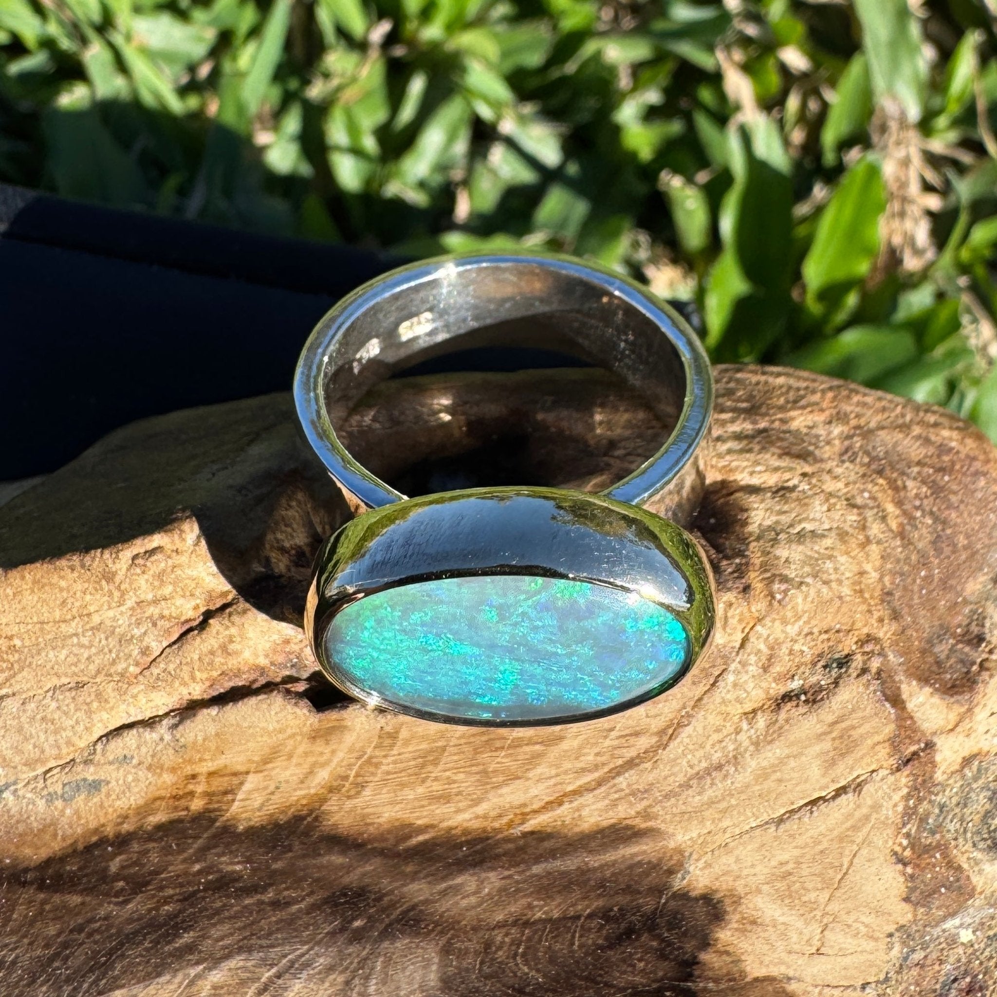 6ct Lightning Ridge Opal Ring ~ 'Bells Beach Blues' | Two-Tone 9ct Gold & 925 Sterling Silver | Solid Australian Opal