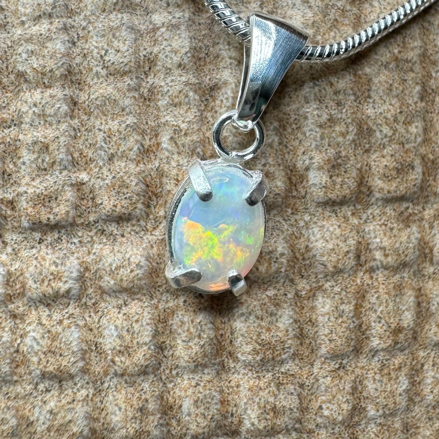 'Reef Radiance' ~ Handcrafted 0.6ct Solid Lightning Ridge Opal Sterling Silver Pendant