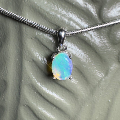 'Blue Ocean' ~ Handcrafted 0.8ct Solid Lightning Ridge Opal Sterling Silver Pendant Necklace