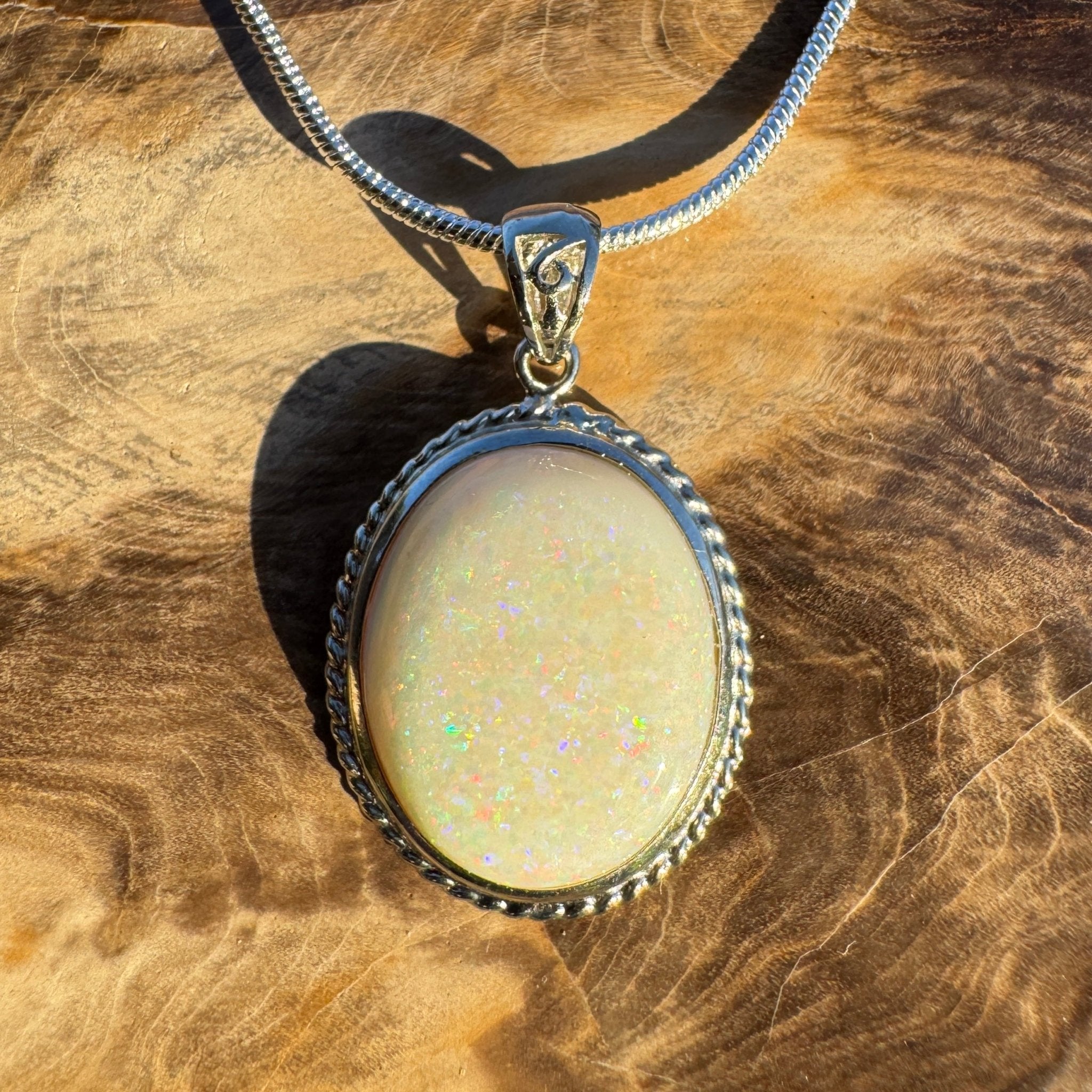 7.2ct Coober Pedy Opal Pendant Necklace ~ 'William Creek Twilight' | 925 Sterling Silver | Solid Australian Opal