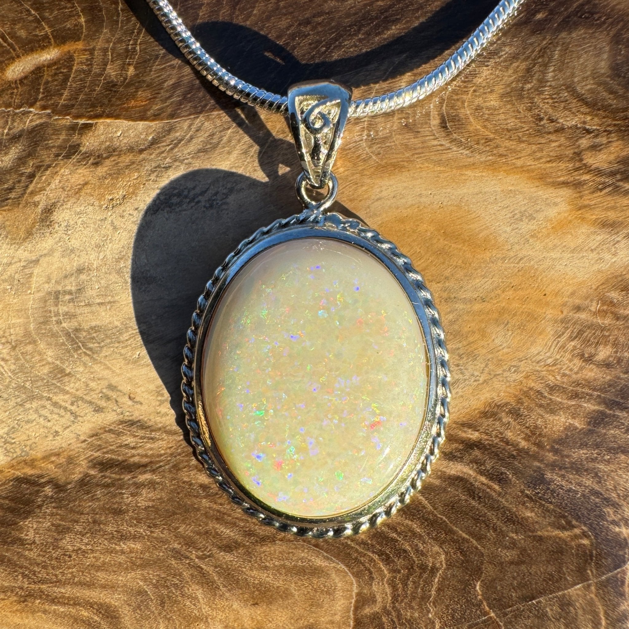 7.2ct Coober Pedy Opal Pendant Necklace ~ 'William Creek Twilight' | 925 Sterling Silver | Solid Australian Opal