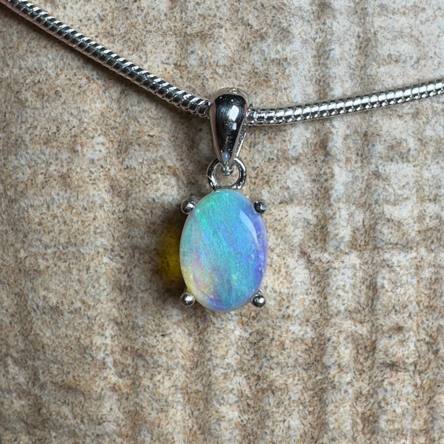 'Blue Ocean' ~ Handcrafted 0.8ct Solid Lightning Ridge Opal Sterling Silver Pendant Necklace