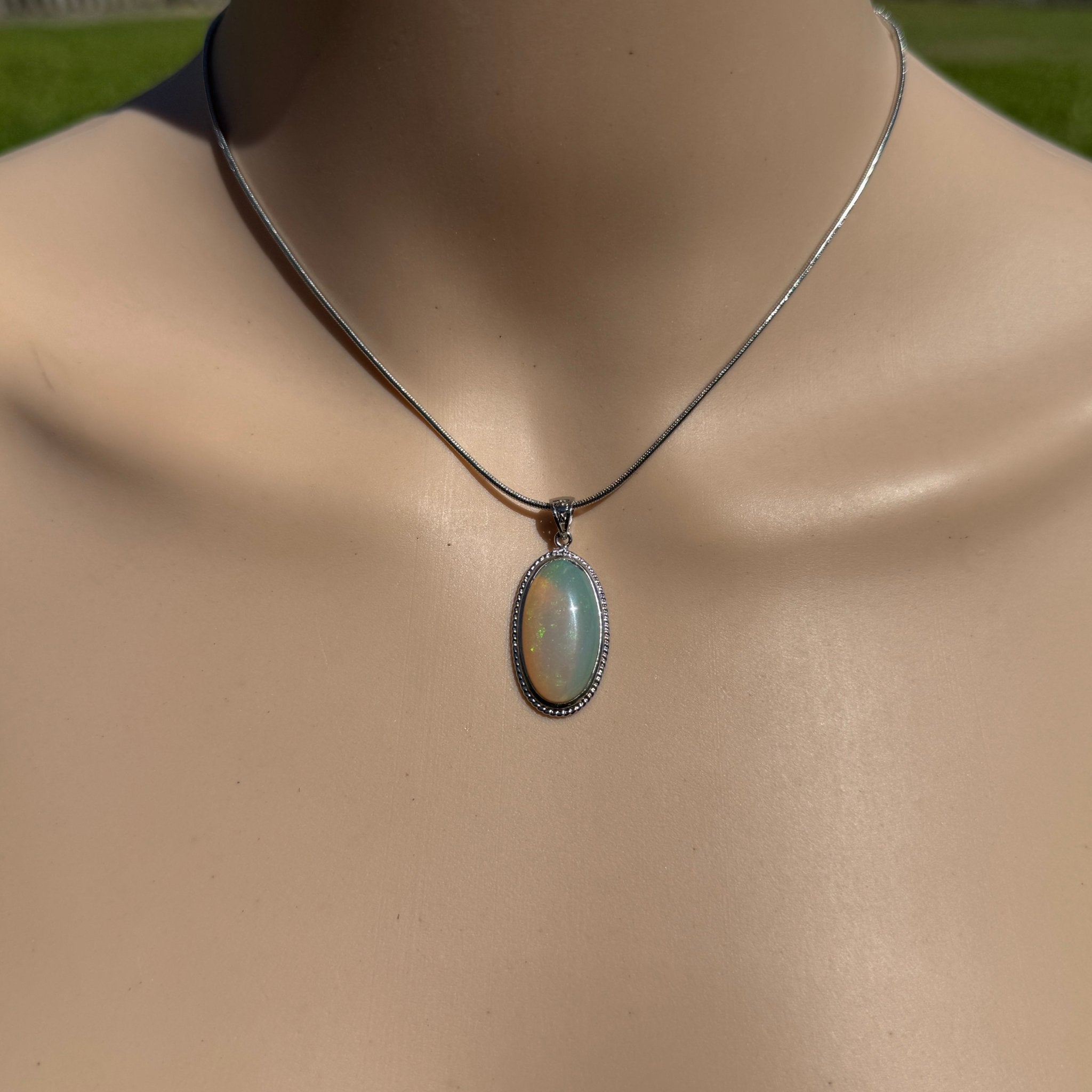 7.7ct Coober Pedy Crystal Opal Pendant Necklace ~ 'Vivonne Bay Blue' | 925 Sterling Silver | Solid Australian Opal