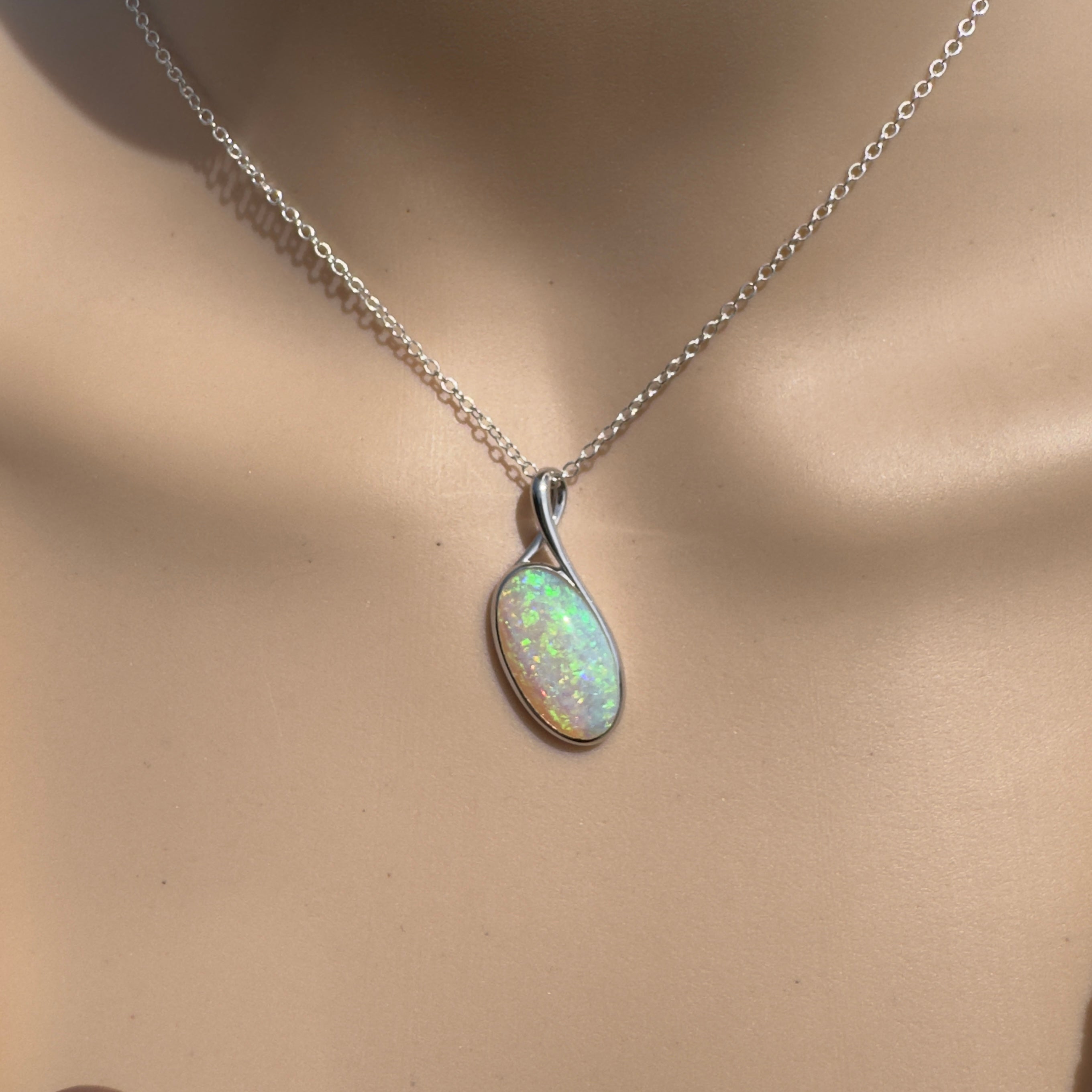 5.3ct Coober Pedy Crystal Opal Pendant Necklace ~ 'Narooma Depth' | 925 Sterling Silver | Solid Australian Opal