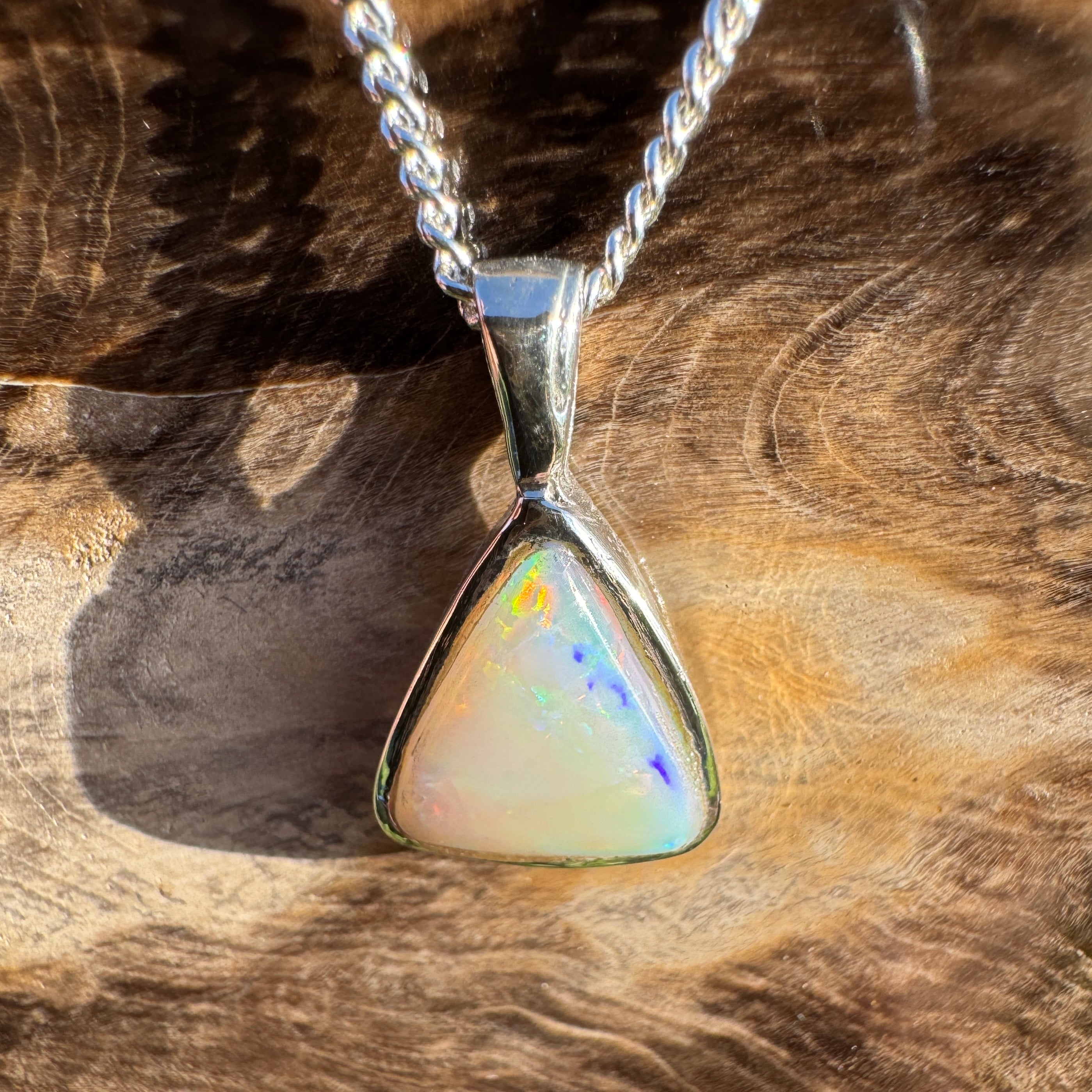 2.6ct Coober Pedy Opal Pendant Necklace ~ 'Wineglass Twilight' | 925 Sterling Silver | Solid Australian Opal