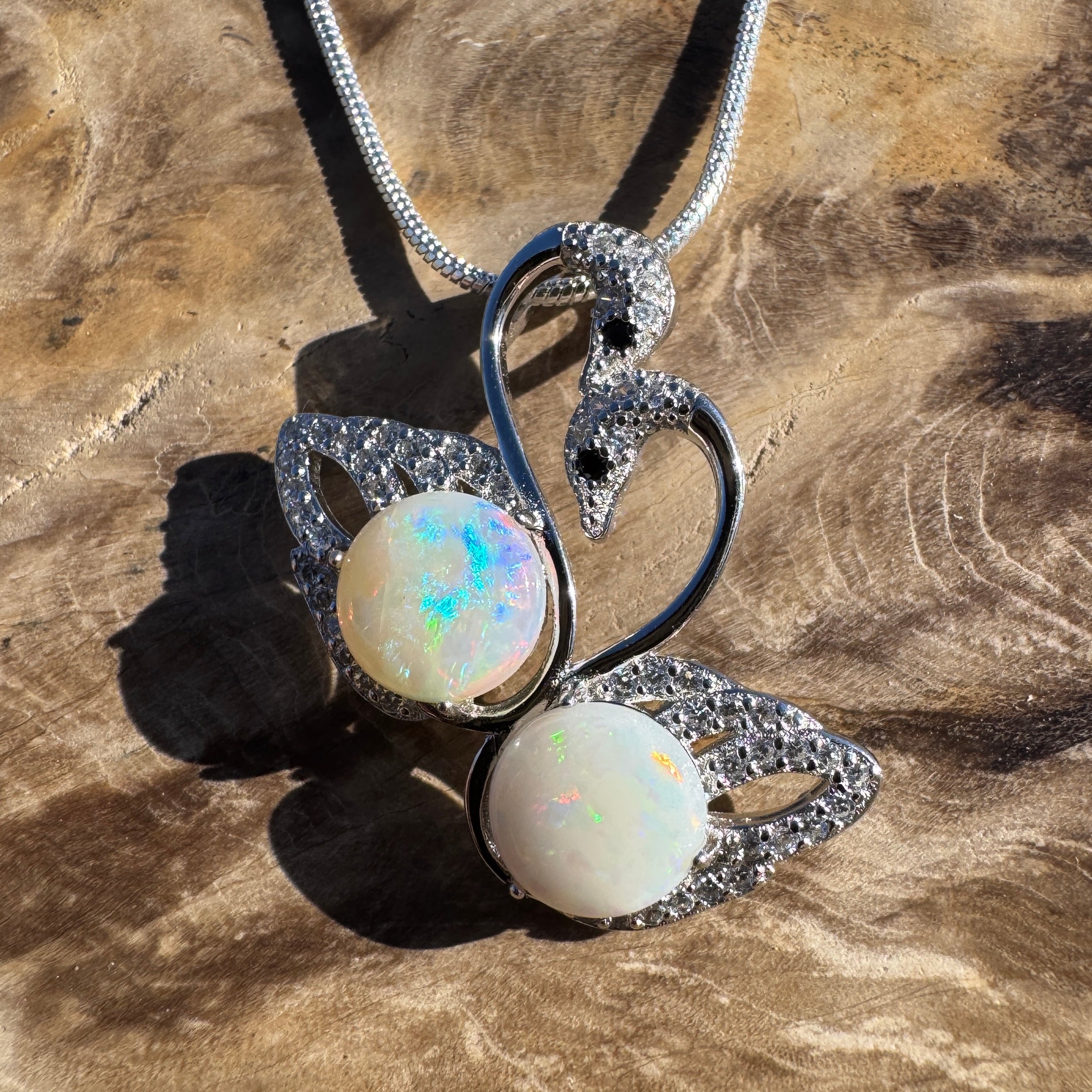 2.6ct Coober Pedy Opal Pendant Necklace ~ 'Thredbo Duo' | 925 Sterling Silver | Solid Australian Opal