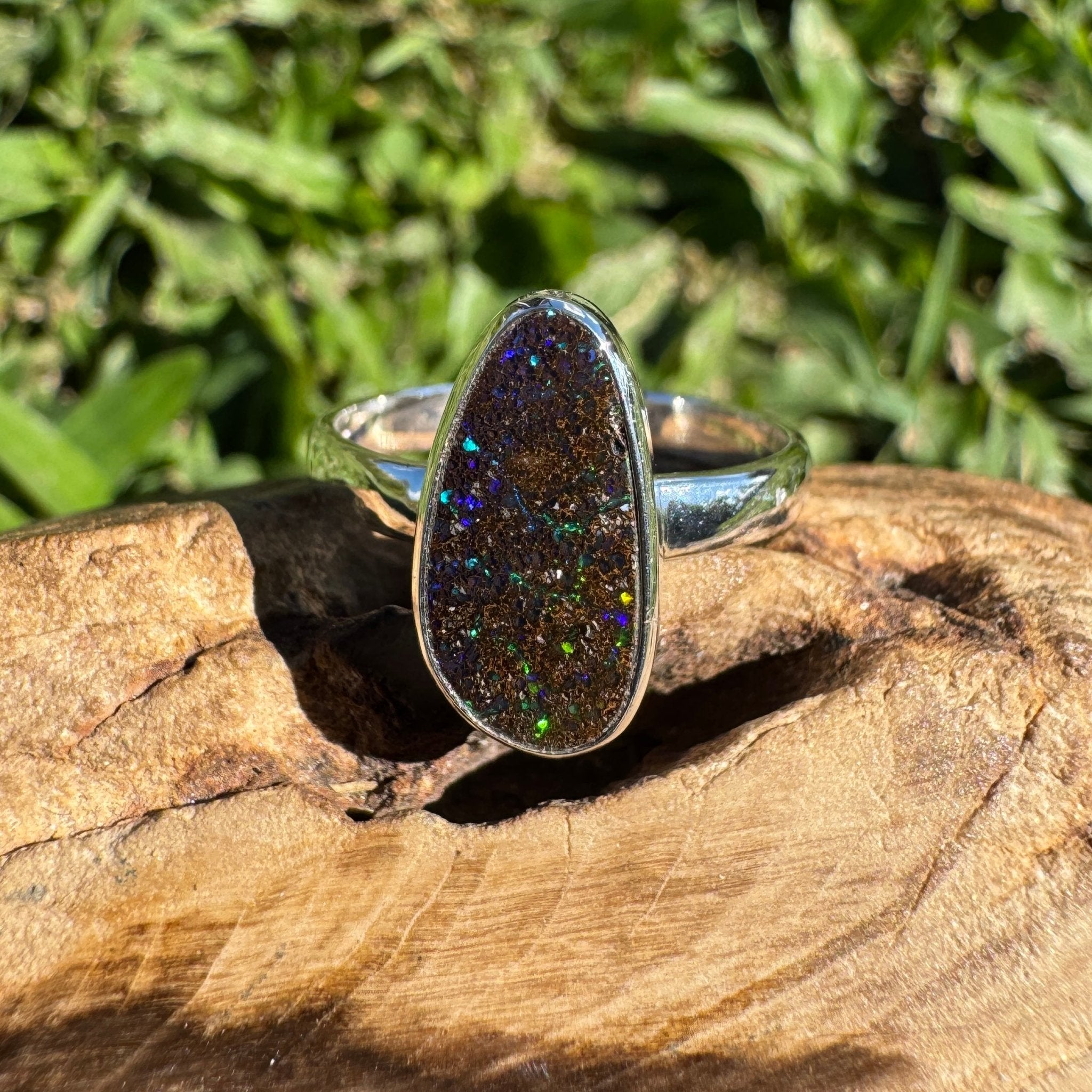 7ct Queensland Boulder Opal Ring ~ 'Flinders Spectrum' | 925 Sterling Silver | Solid Australian Opal