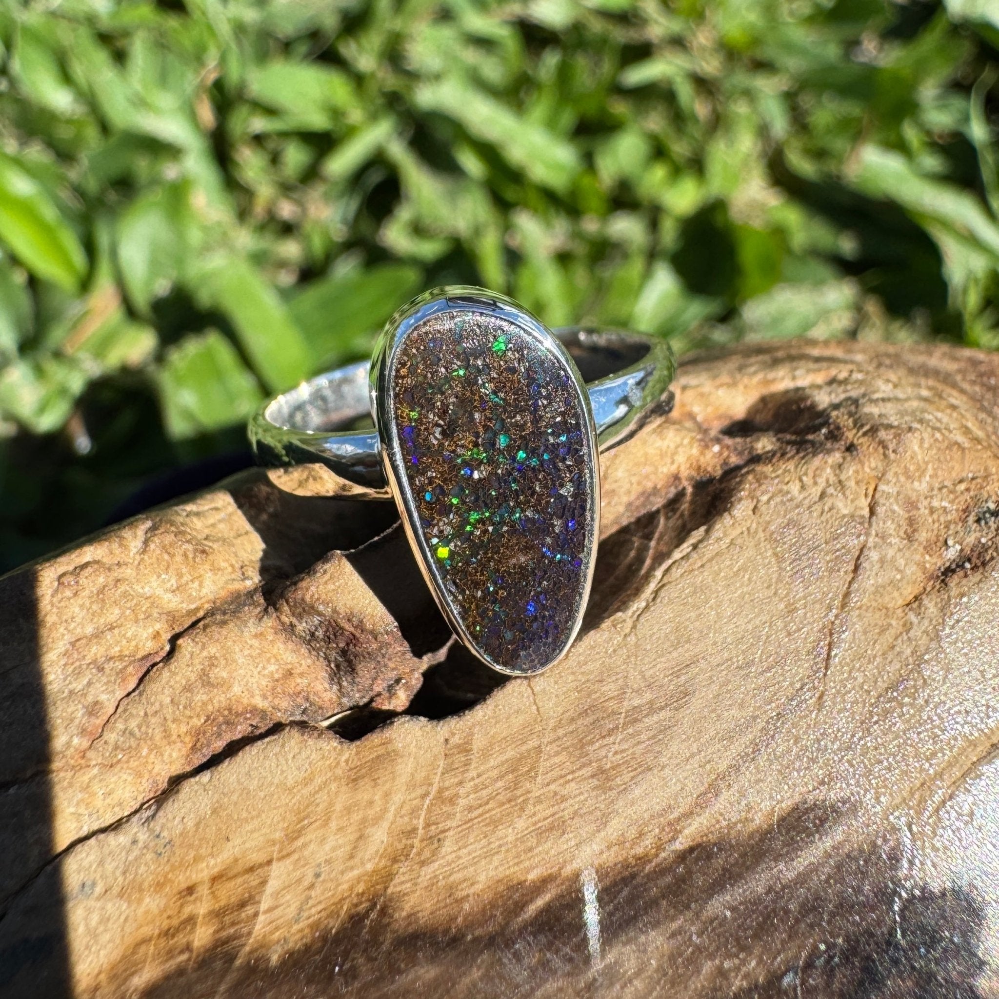 7ct Queensland Boulder Opal Ring ~ 'Flinders Spectrum' | 925 Sterling Silver | Solid Australian Opal