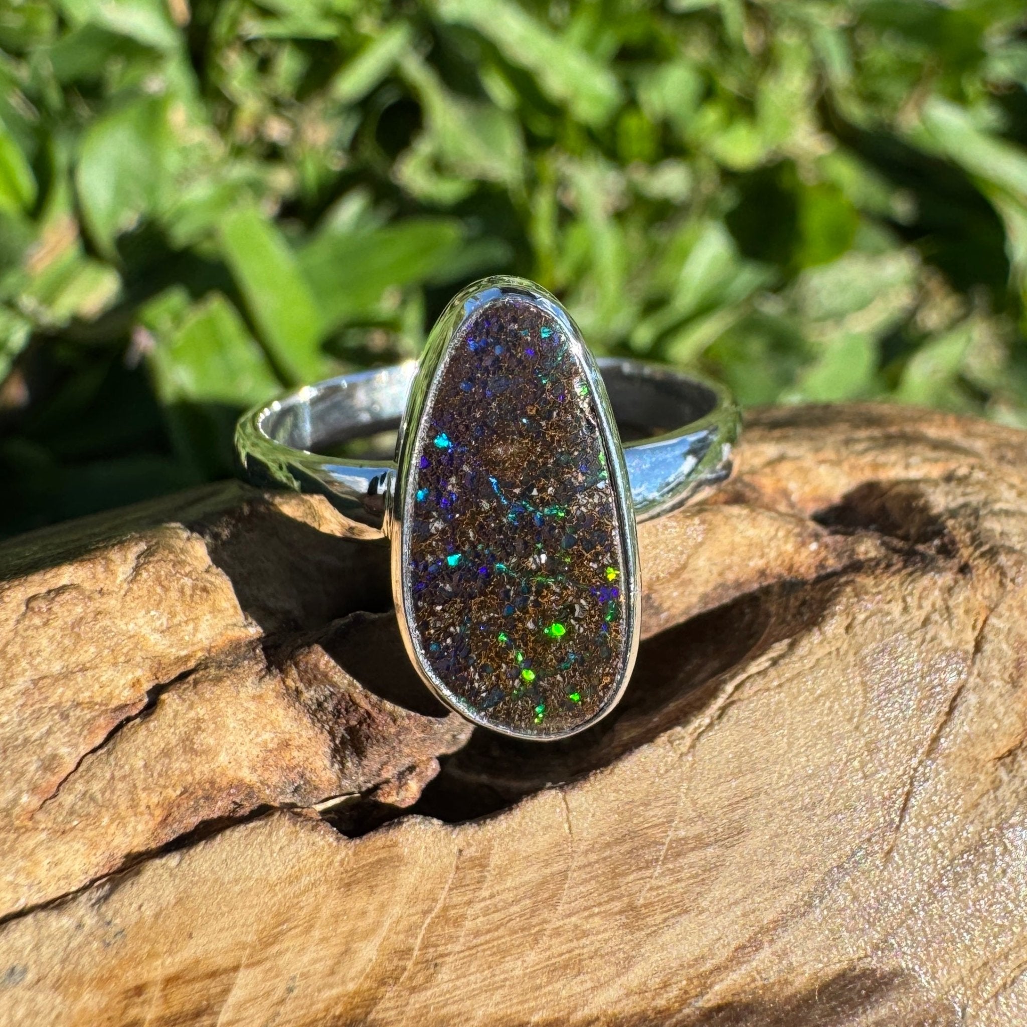 7ct Queensland Boulder Opal Ring ~ 'Flinders Spectrum' | 925 Sterling Silver | Solid Australian Opal