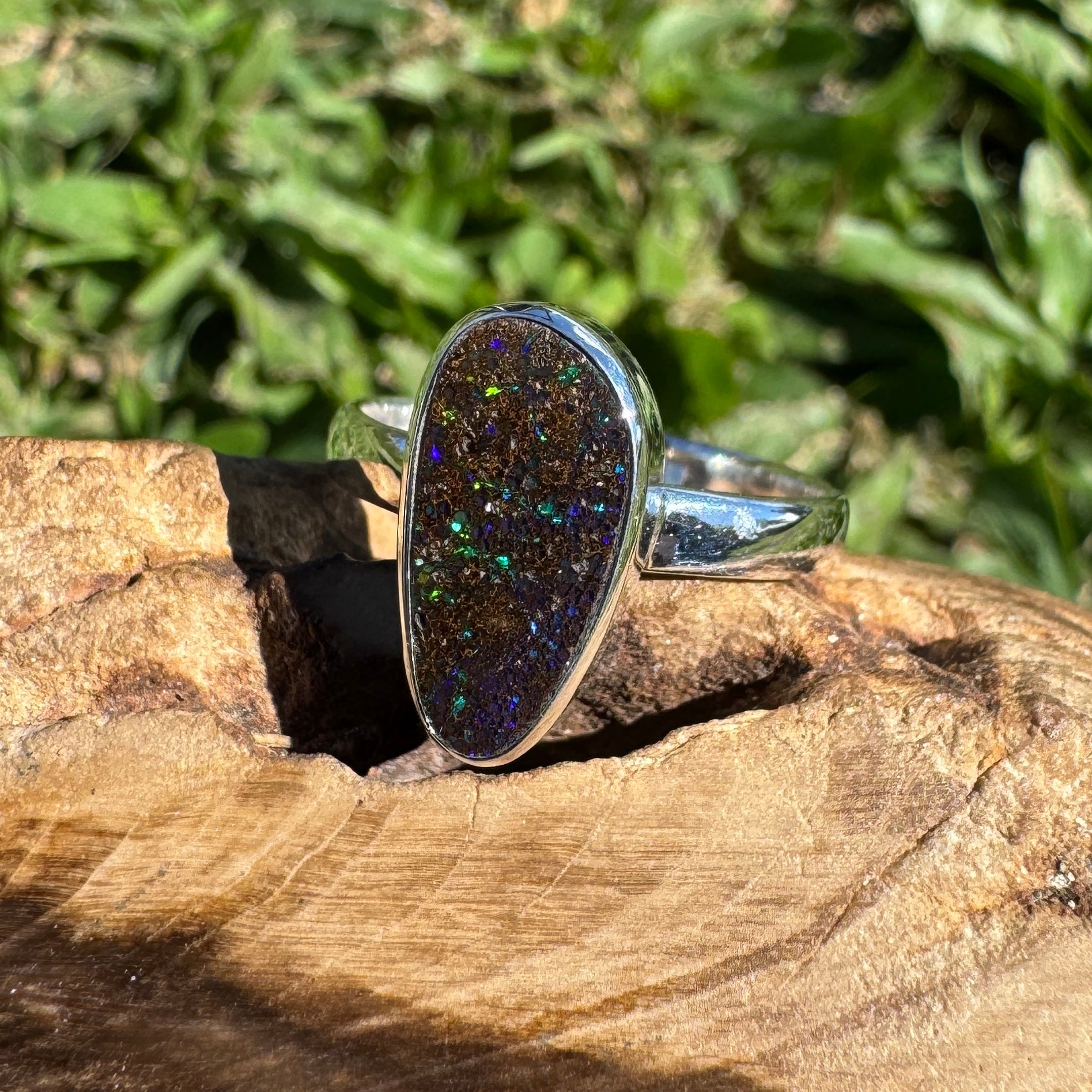 7ct Queensland Boulder Opal Ring ~ 'Flinders Spectrum' | 925 Sterling Silver | Solid Australian Opal