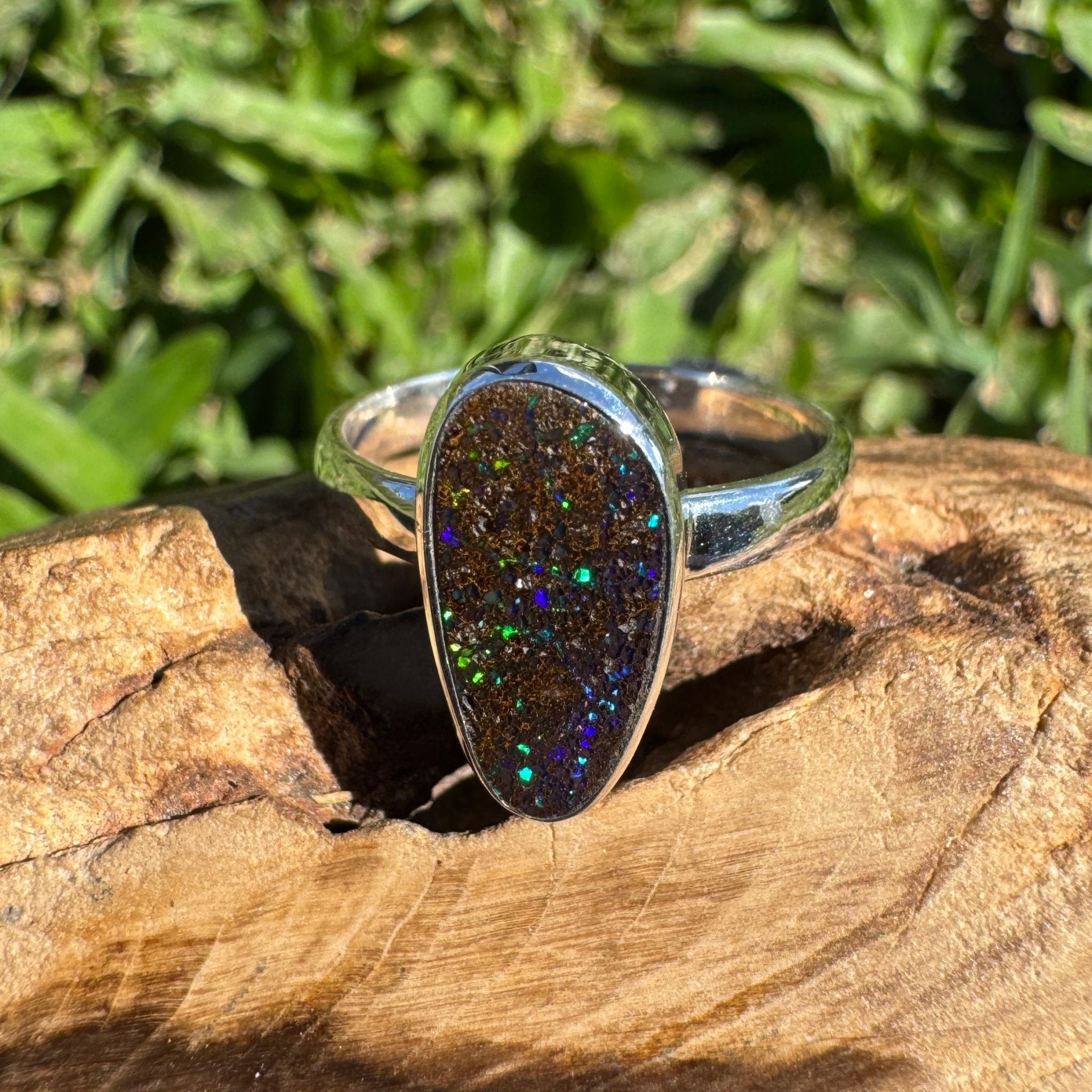 7ct Queensland Boulder Opal Ring ~ 'Flinders Spectrum' | 925 Sterling Silver | Solid Australian Opal